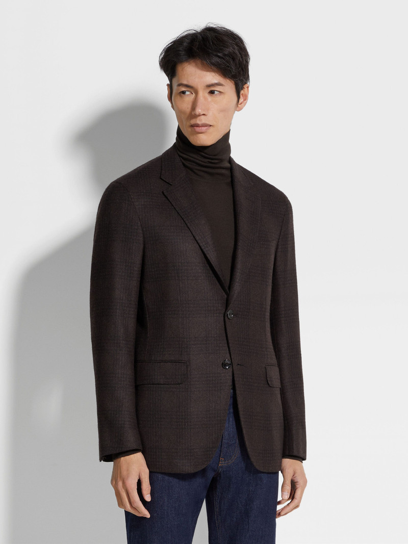 DARK BROWN AND BROWN SILK AND CASHMERE JACKET 4