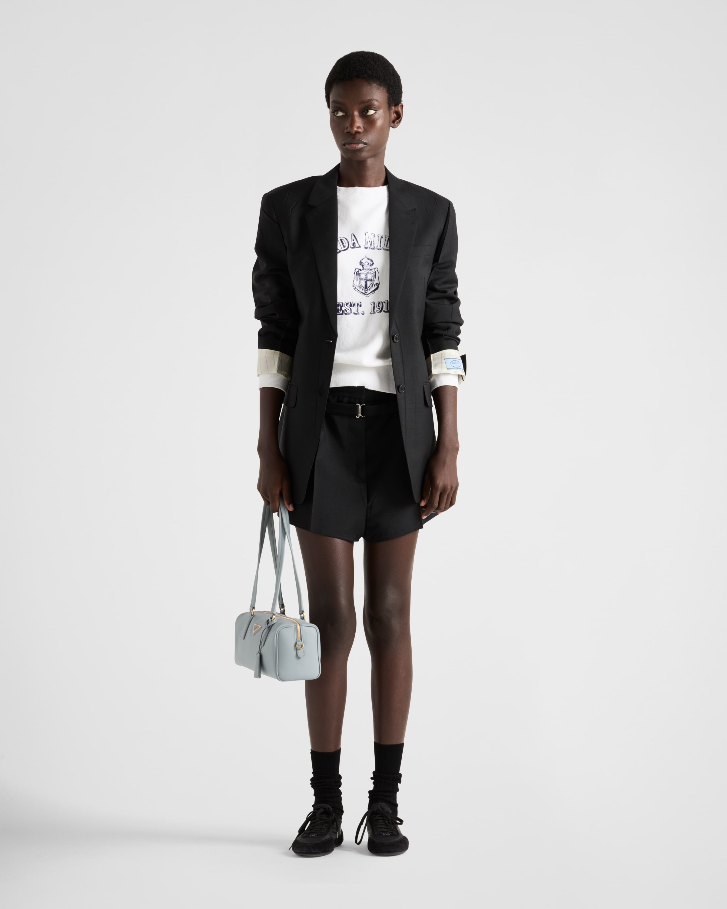 【プラダ・PRADA】Kid mohair single-breasted jacket Prada Single-Breasted Kid Mohair Jacket with Feathers | Saks