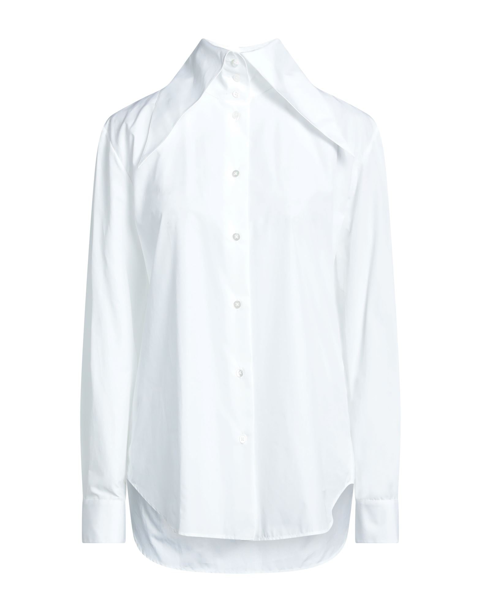 White Women's Solid Color Shirts & Blouses - 1