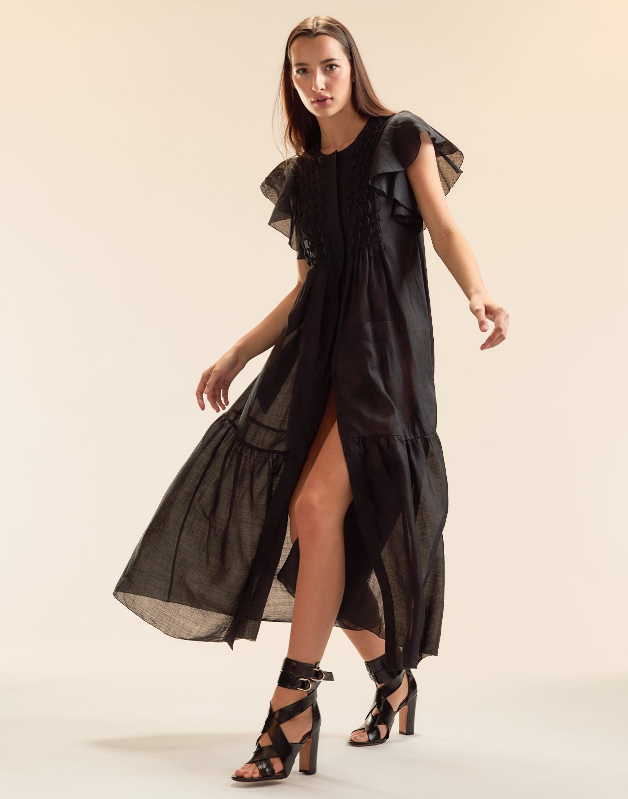 RAMIE MIDI PINTUCK KAFTAN - 4
