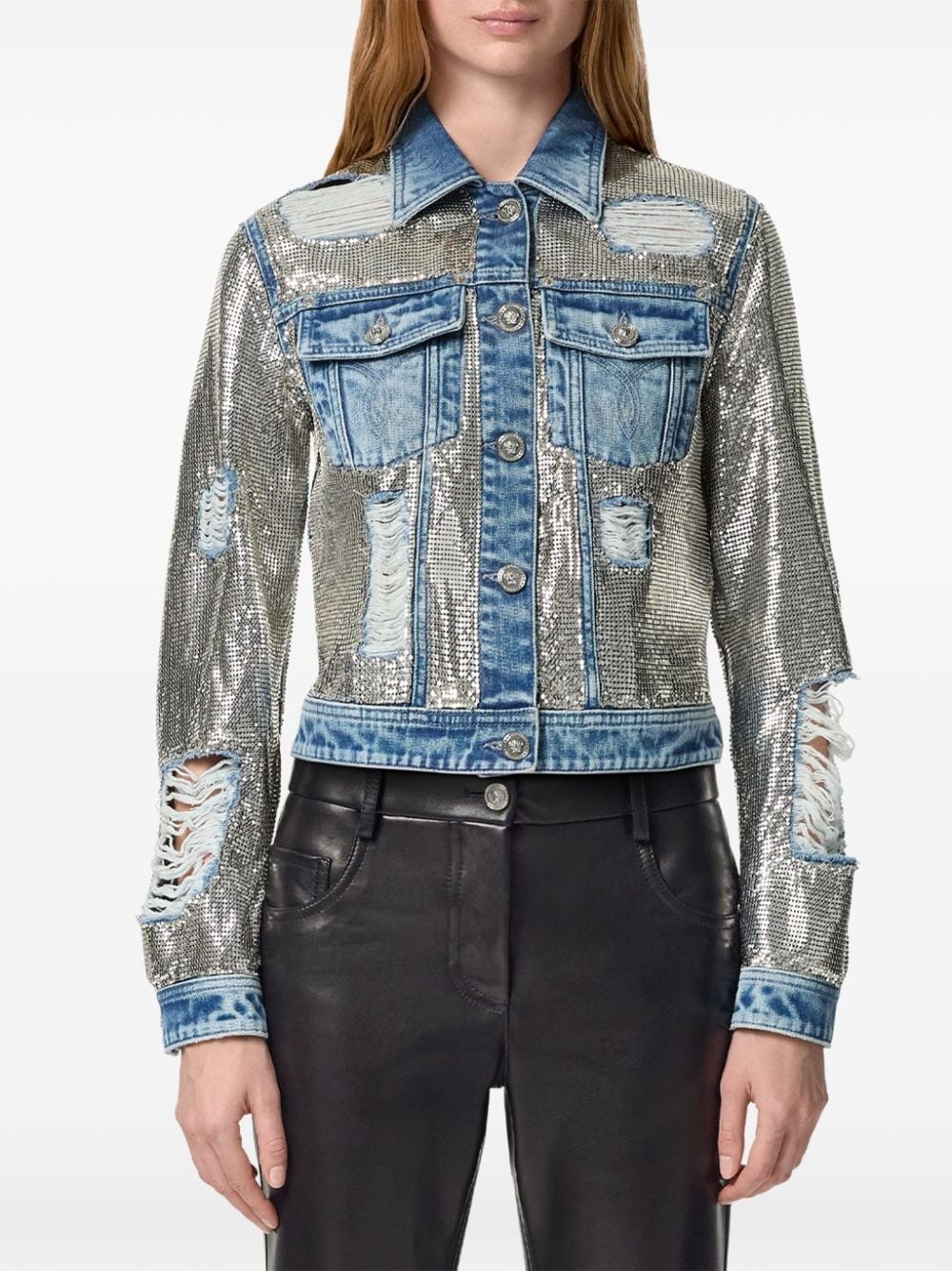 mesh denim jacket - 4