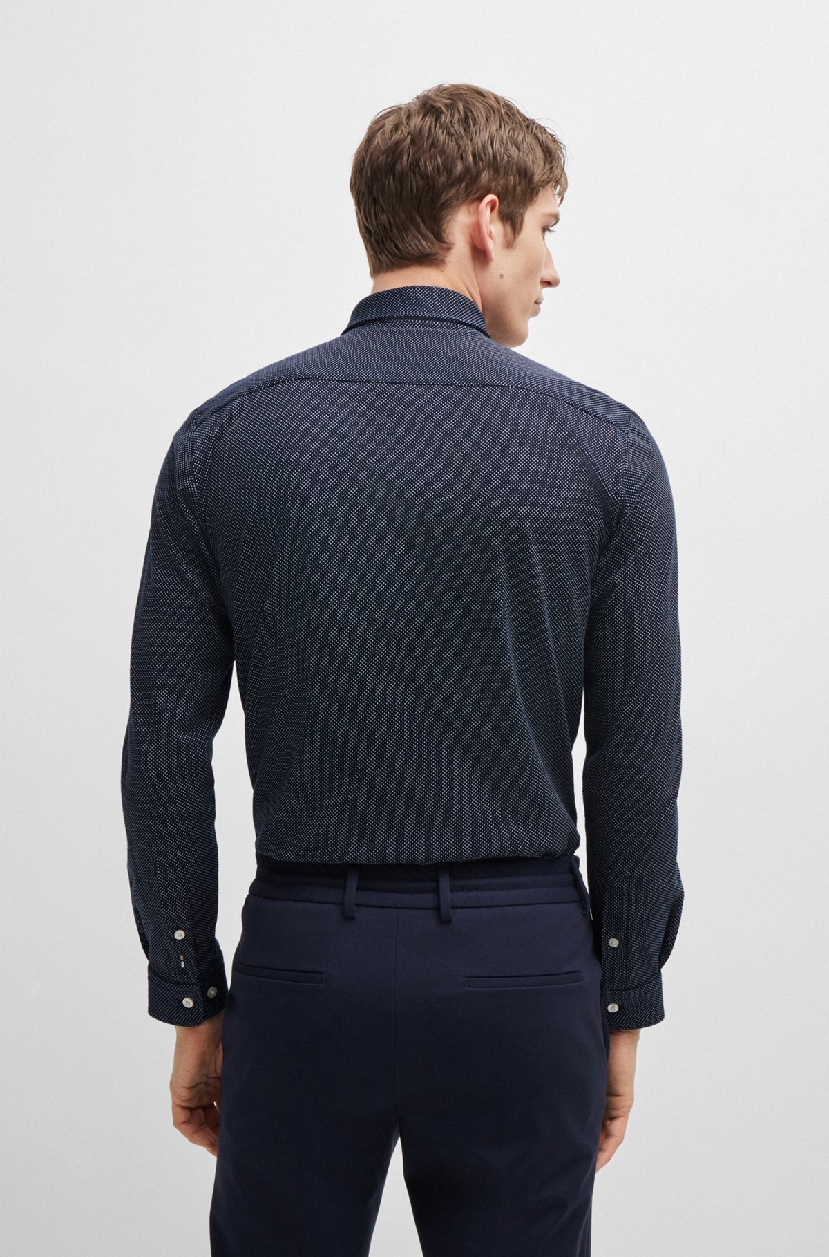 SLIM-FIT SHIRT IN STRUCTURED COTTON JERSEY - 5