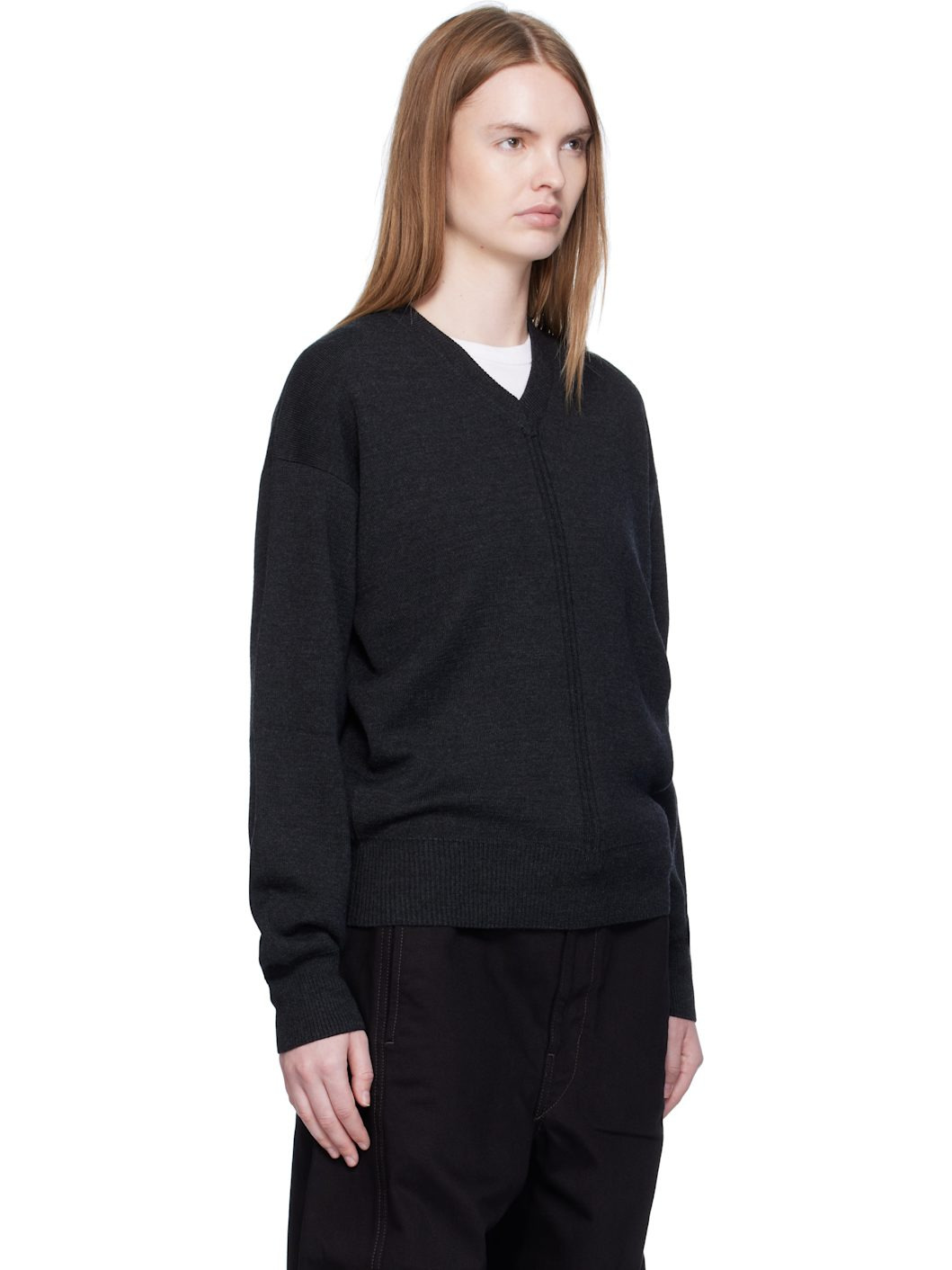 Black V Neck Sweater - 2