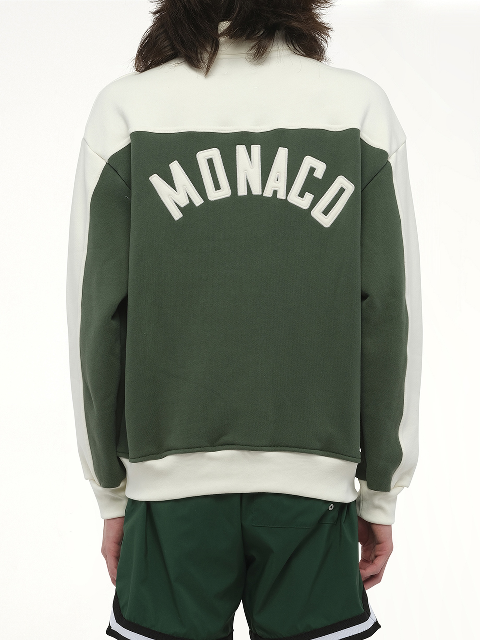 Rhude Monaco Half-Zip Sweatshirt in Hunter Green/Cream - 3