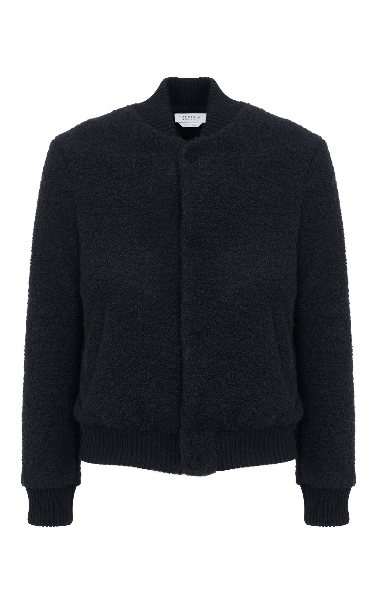 Brandon Bomber Jacket in Black Cashmere Boucle - 1