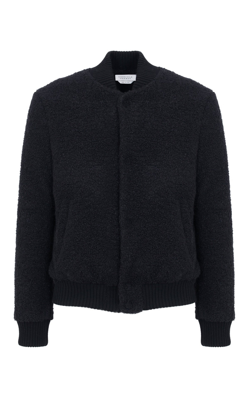 Brandon Bomber Jacket in Black Cashmere Boucle 1