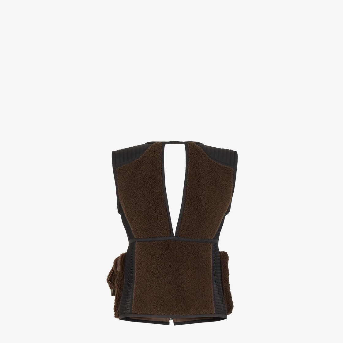 Brown shearling vest - 2