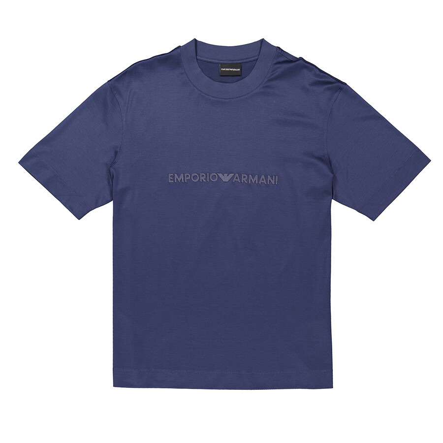 Emporio Armani Logo Embroidered Lyocell-Blend T-Shirt - 5