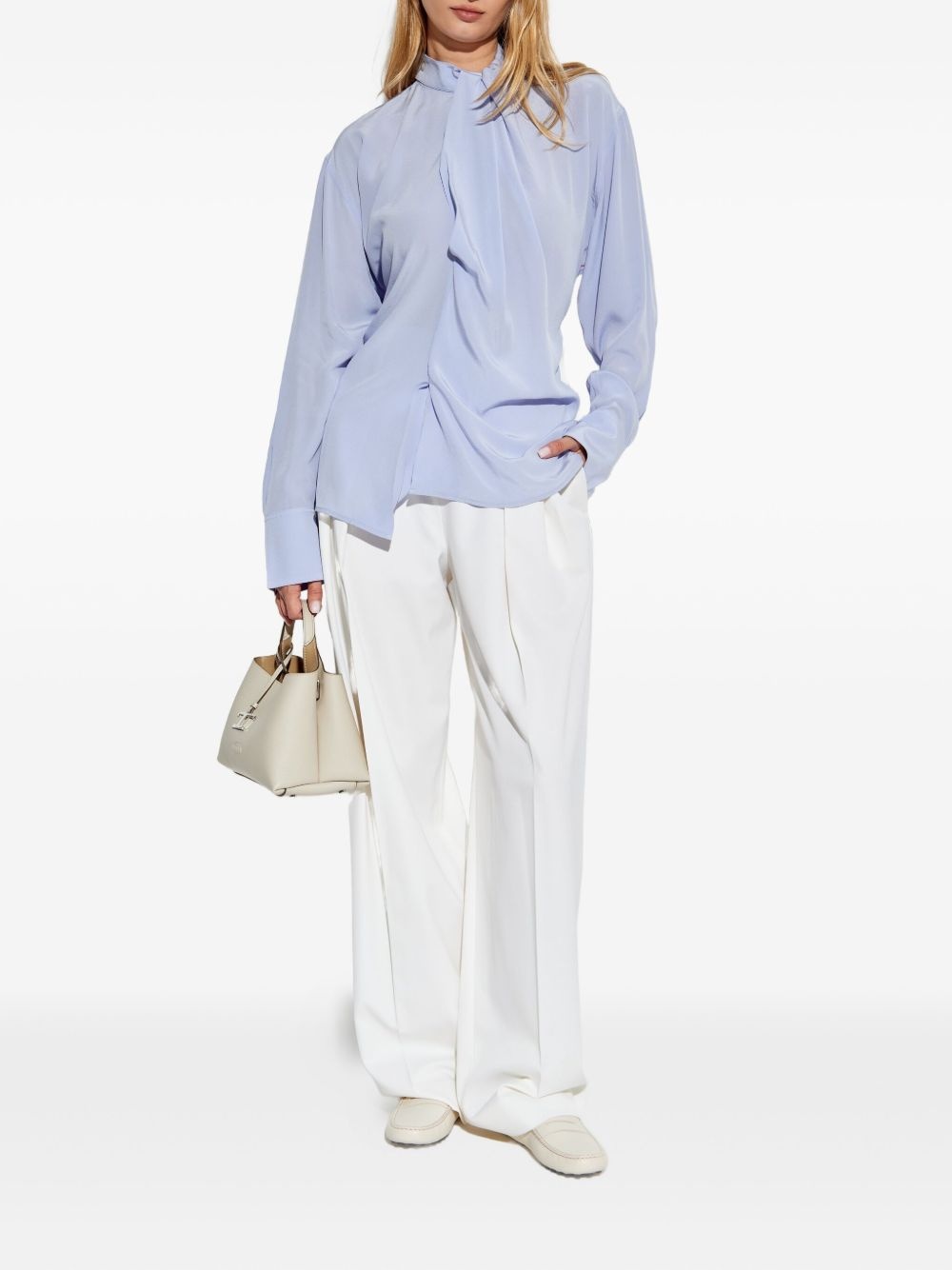 draped silk blouse - 2