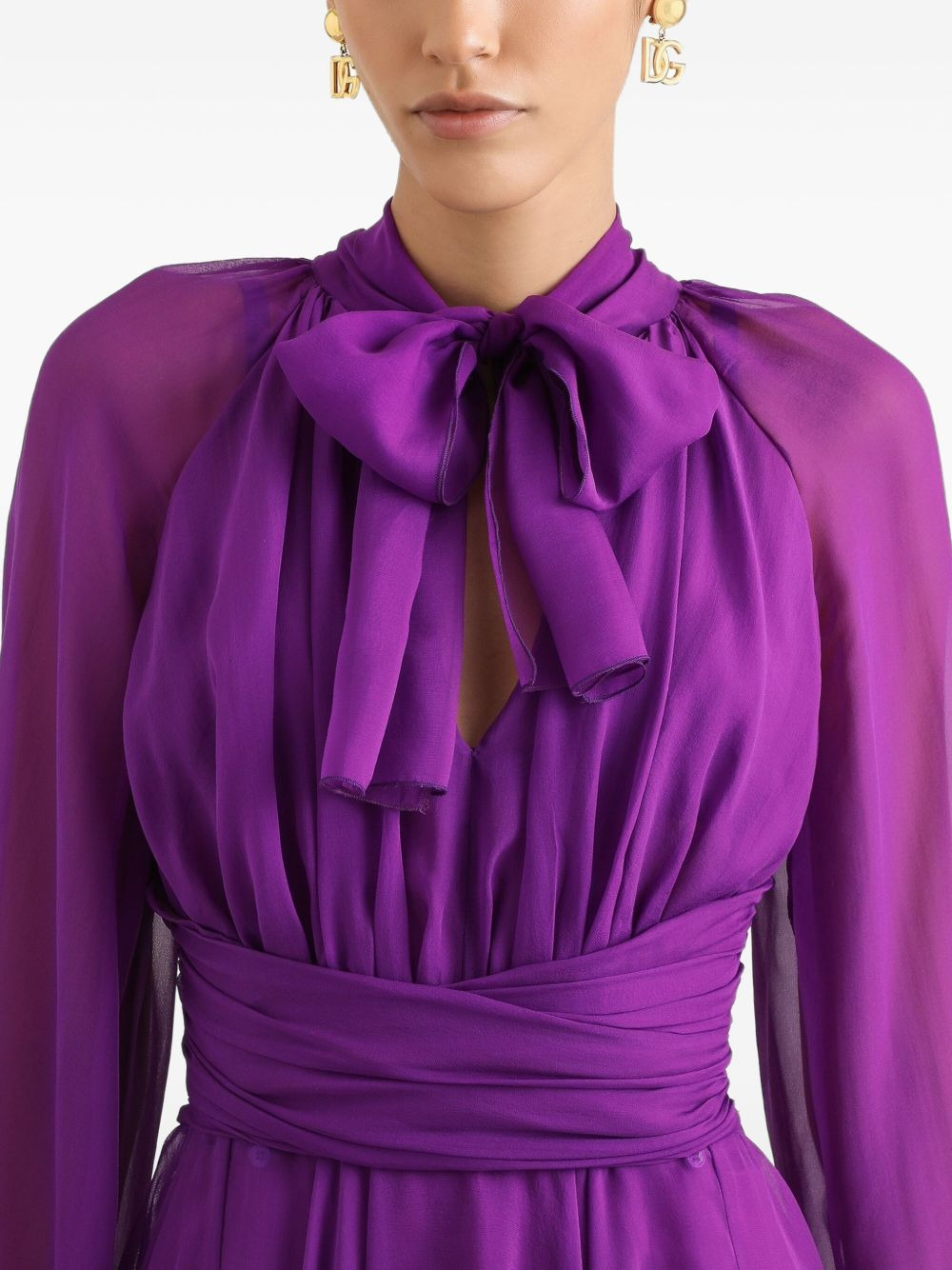 tie-neck pleated dress - 5