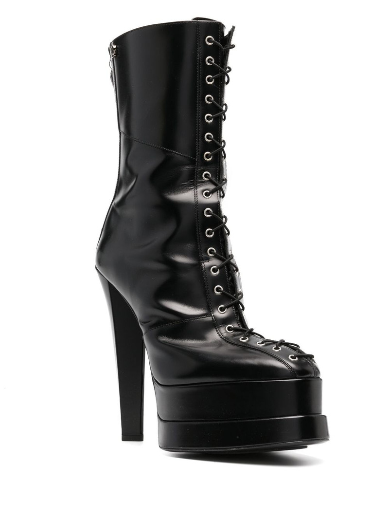 Roberto Cavalli lace-up leather platform boots outlook