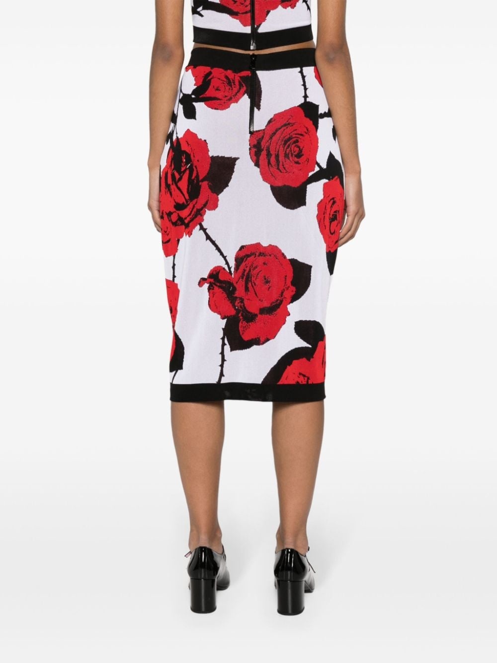 floral-jacquard midi skirt - 4