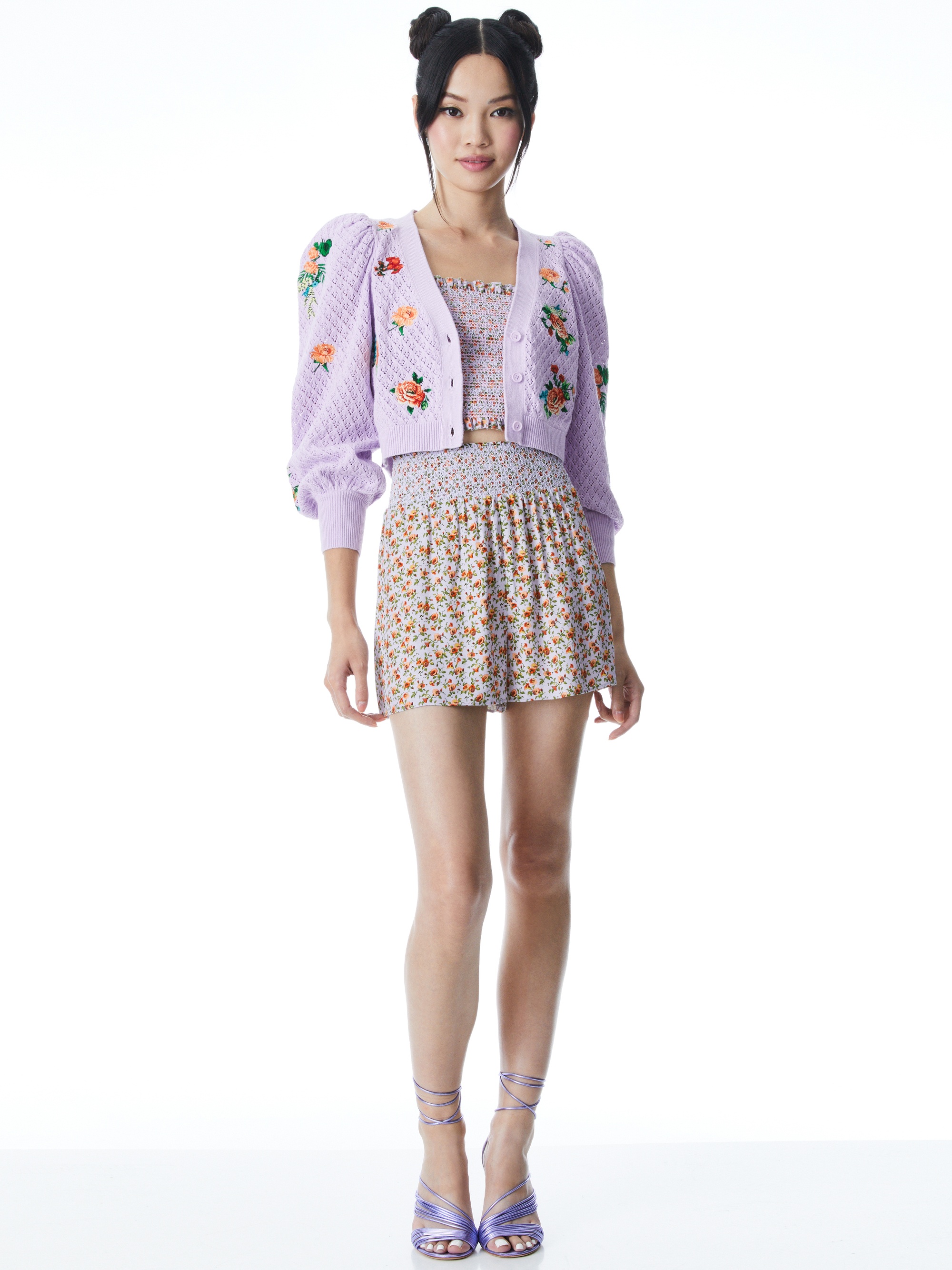 MORITA FLORAL PUFF SLEEVE CARDIGAN - 3