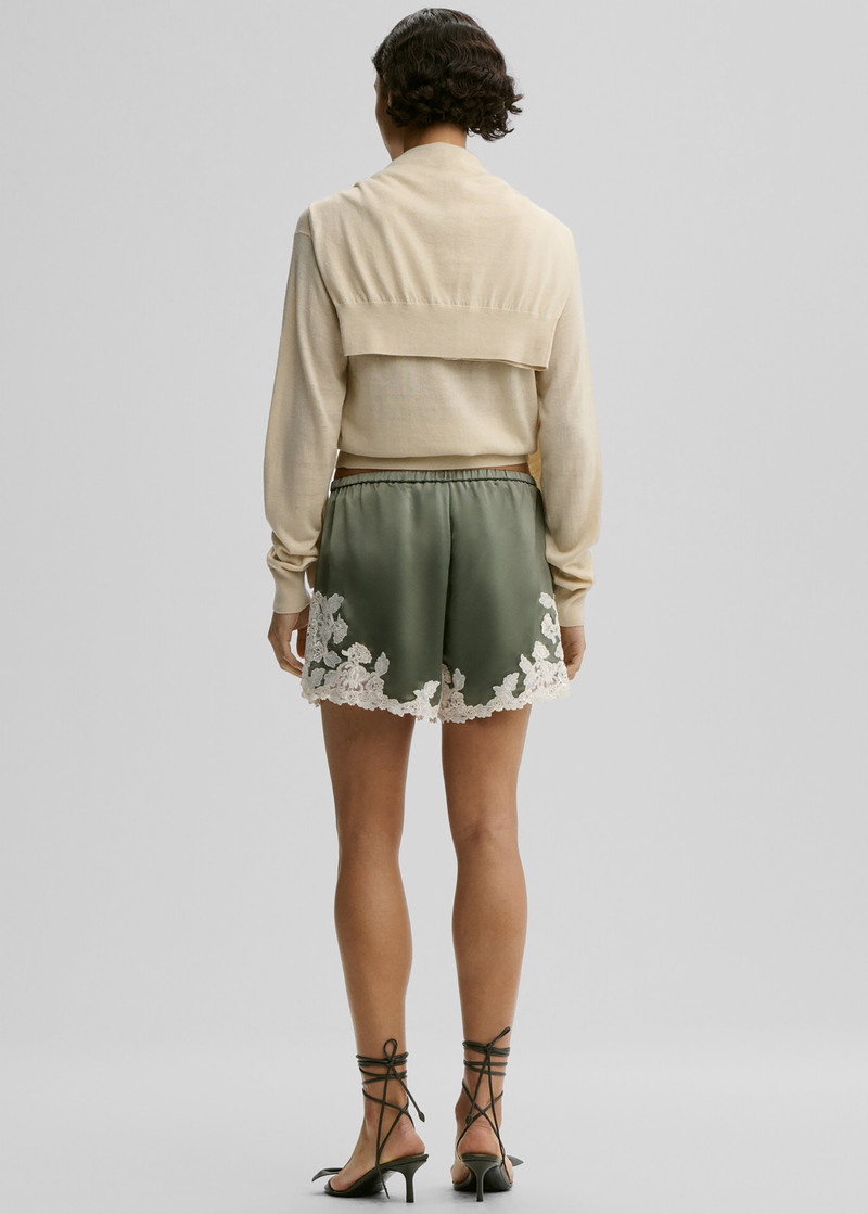 By Malene Birger Eri Satin Shorts - Deep Lichen Green 4