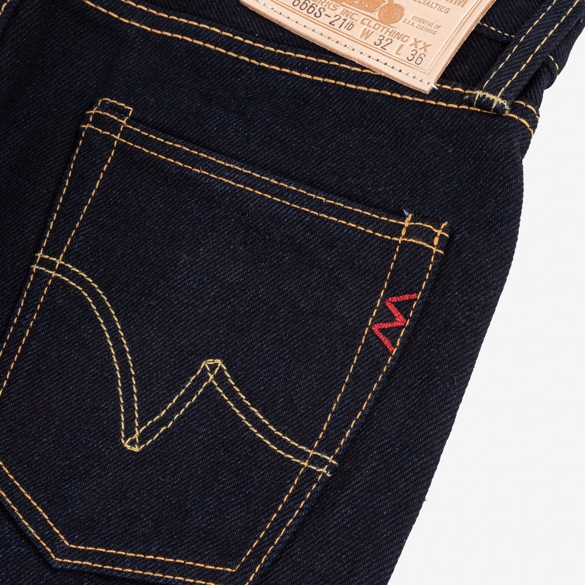 IH-666S-21ib 21oz Selvedge Denim Slim Straight Cut Jeans - Indigo/Black - 8