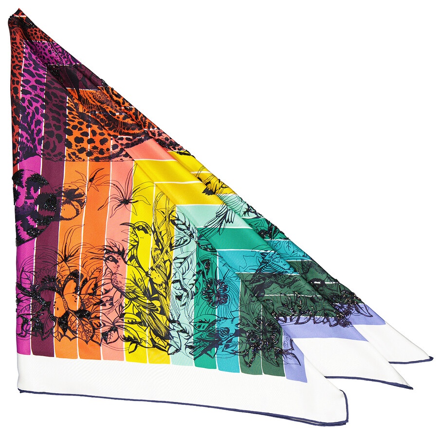 Hermes Jungle Love Rainbow Embroidered Square Scarf - 5