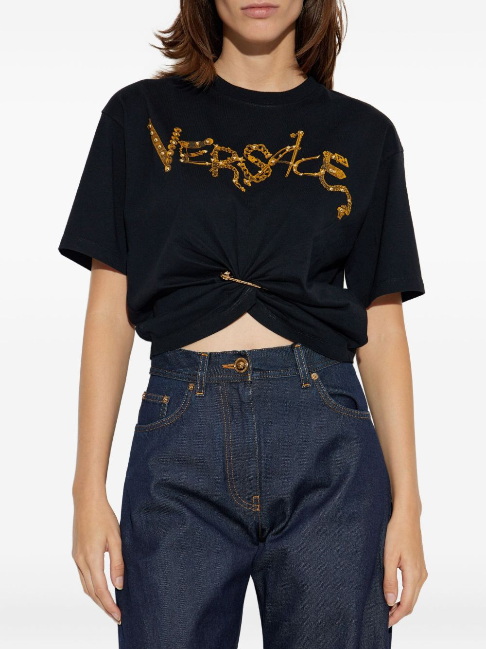 embellished knot-detail T-shirt - 3