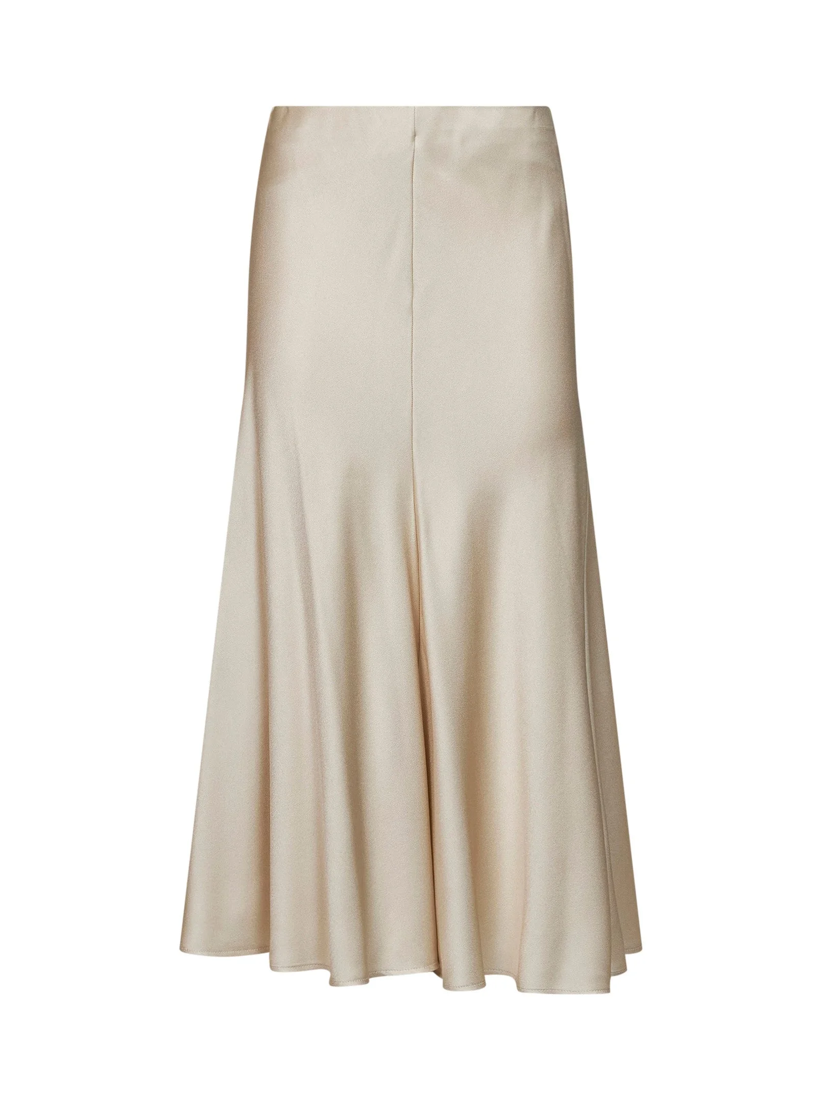 Milky white satin cady Pencil Fluid midi skirt - 1