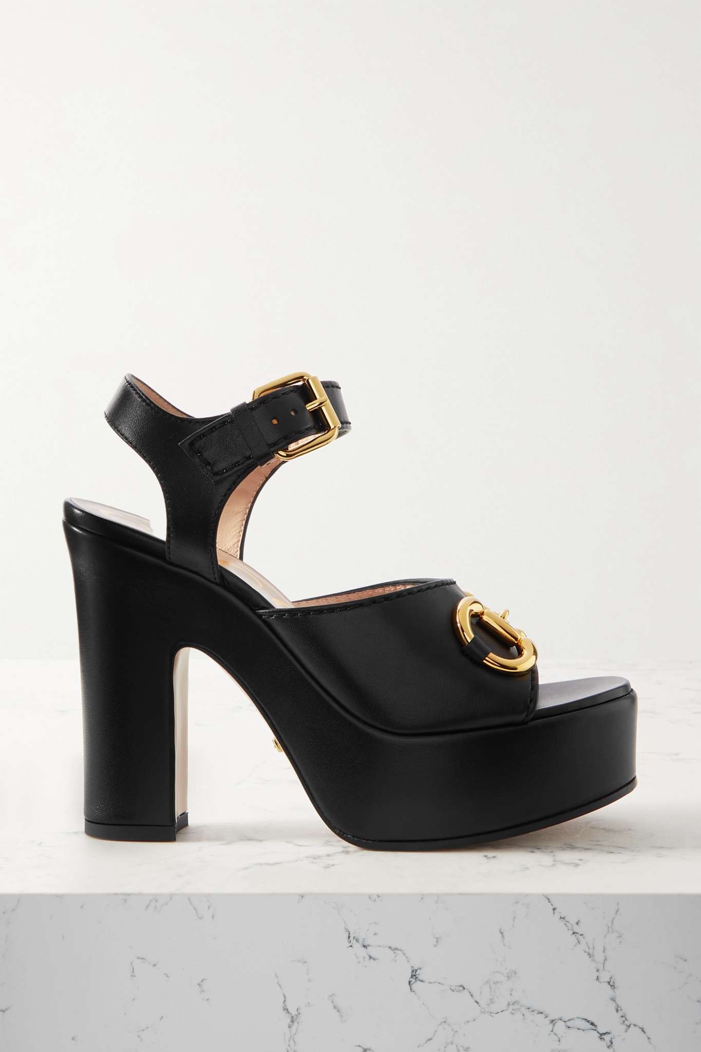 Baby horsebit-detailed leather platform sandals - 1