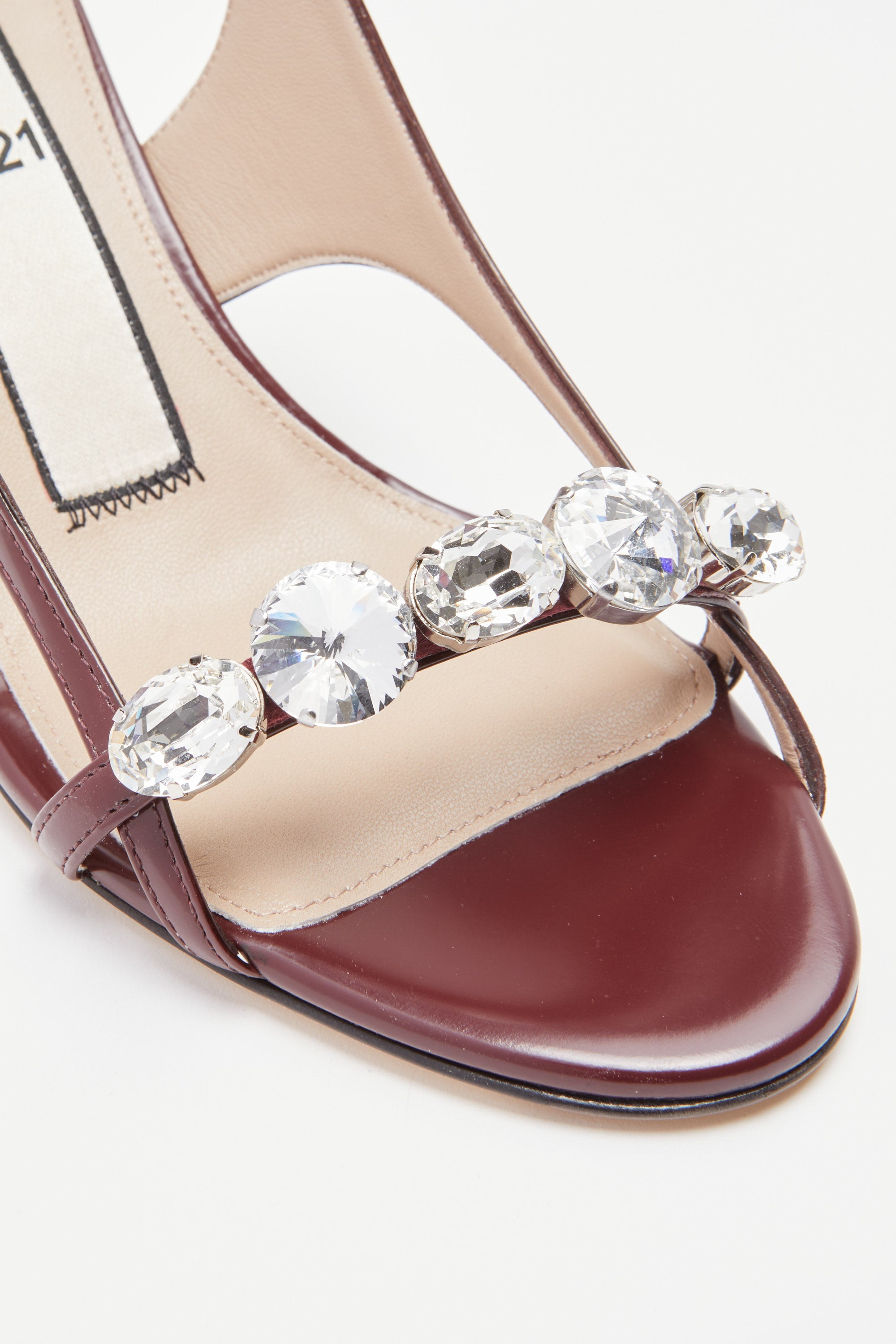 LEATHER SANDAL WITH MAXI CRYSTALS - 4