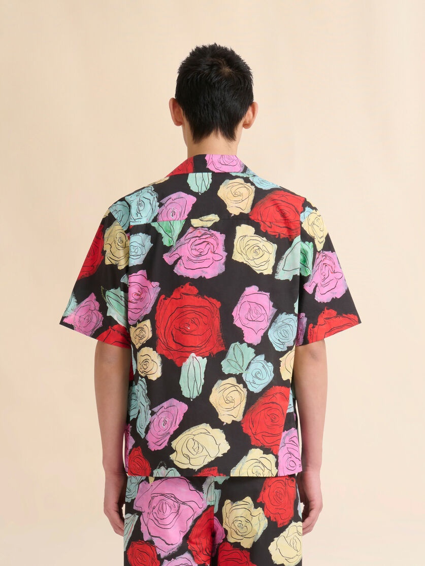 BLACK POPLIN BOWLING SHIRT WITH ORION PRINT - 3