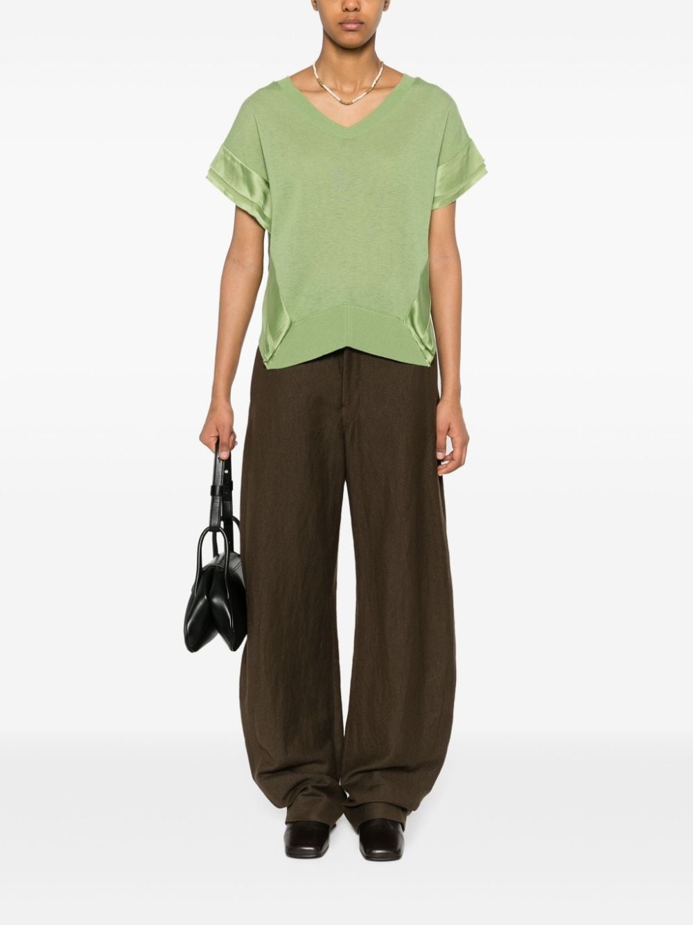 glossy-appliquÃ© short-sleeved knitted top - 2