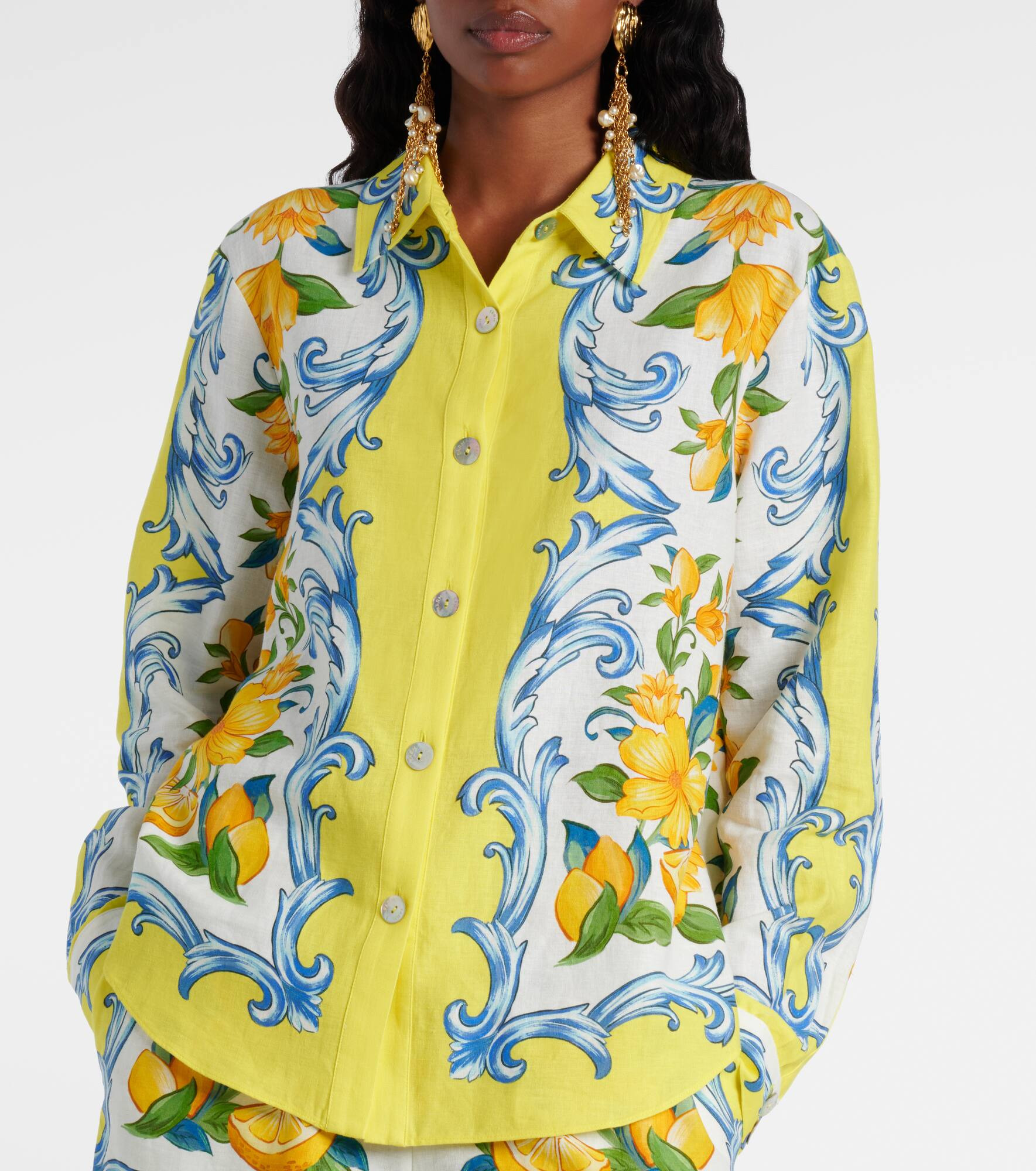 Floral linen-blend shirt - 6