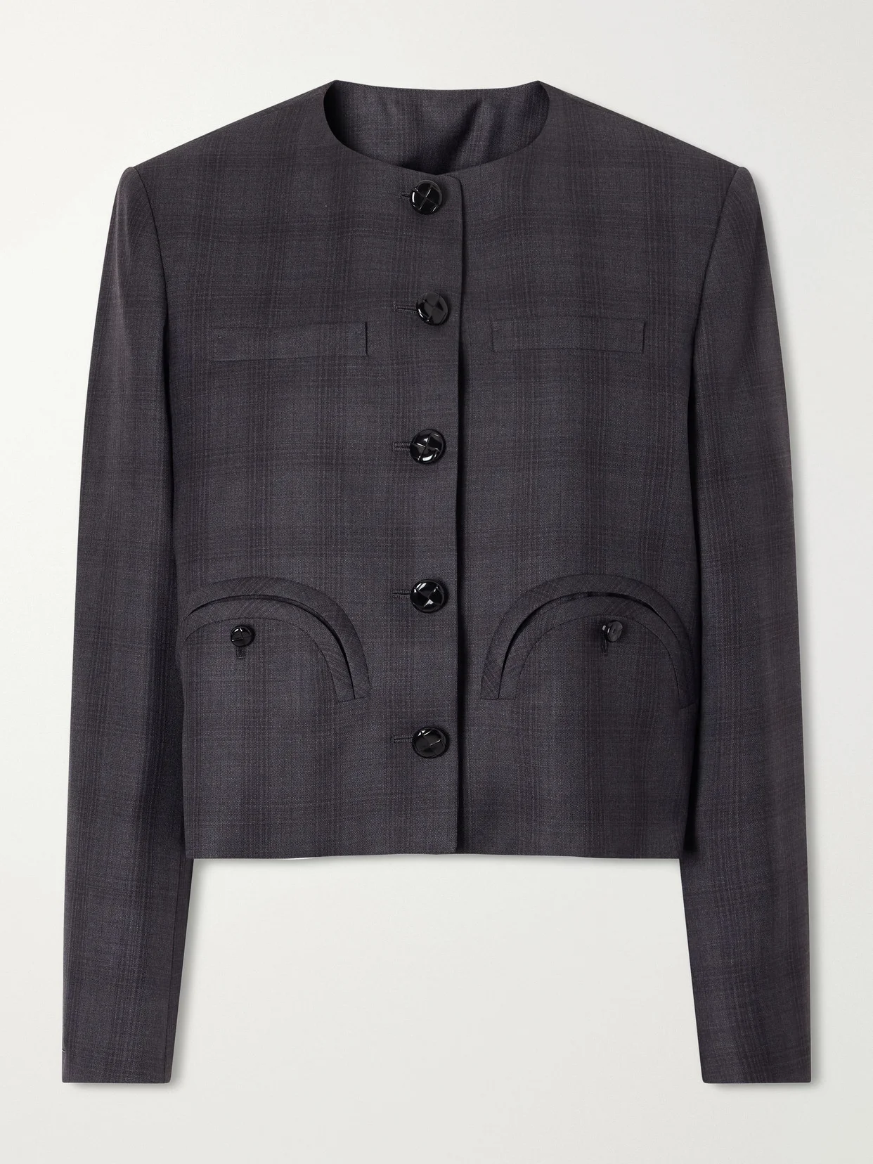 Shamo Cropped Prince Of Wales Wool Bolero - 1