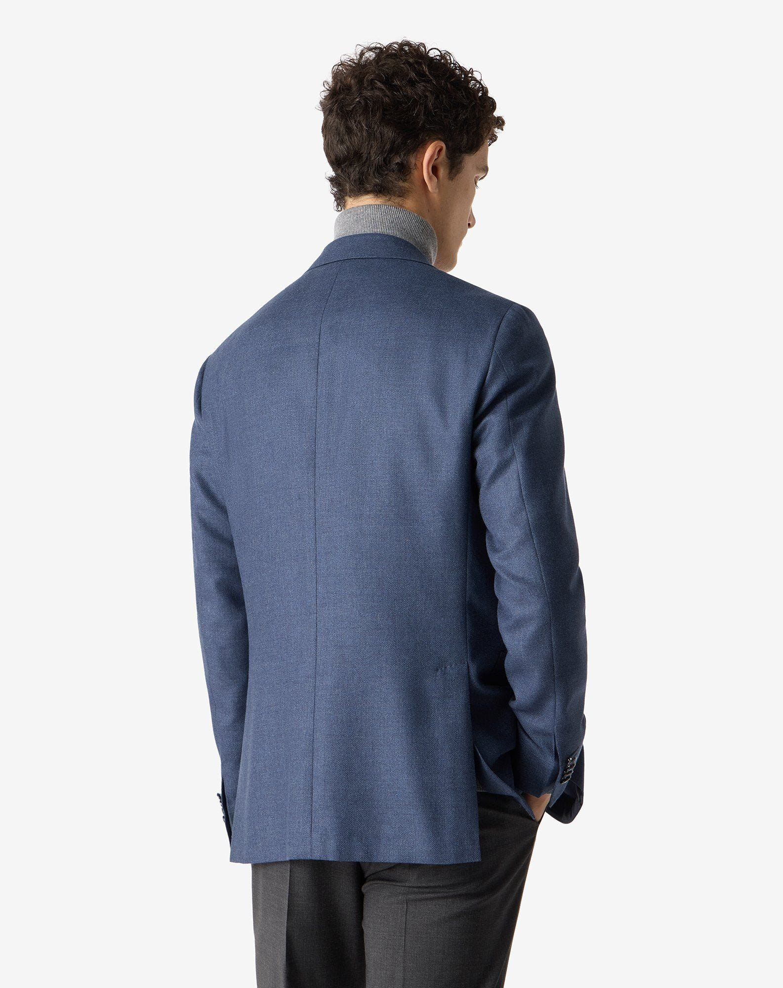 Blue wool and silk twill jacket - 3