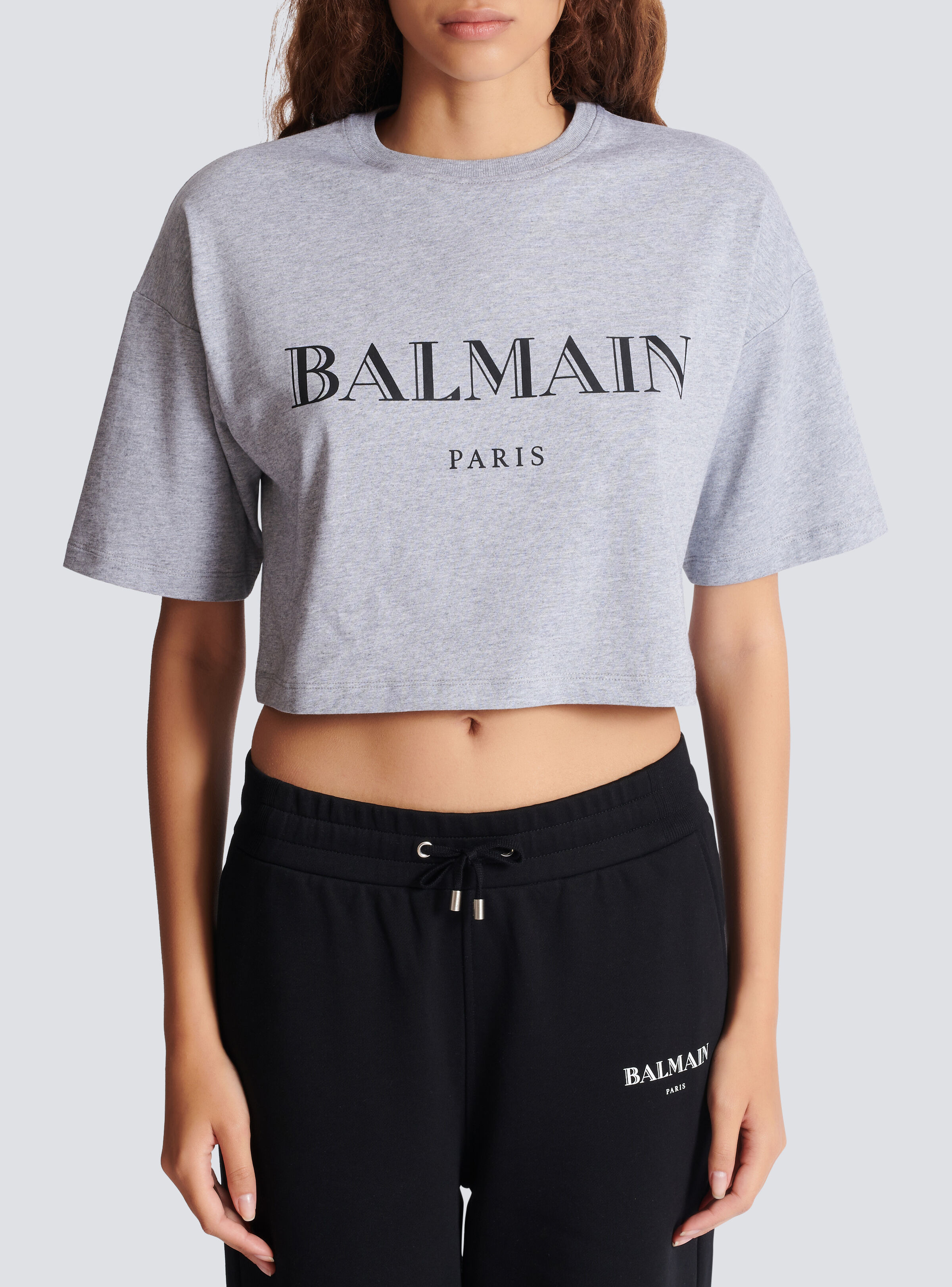 Boxy cropped T-shirt with Balmain print - 5