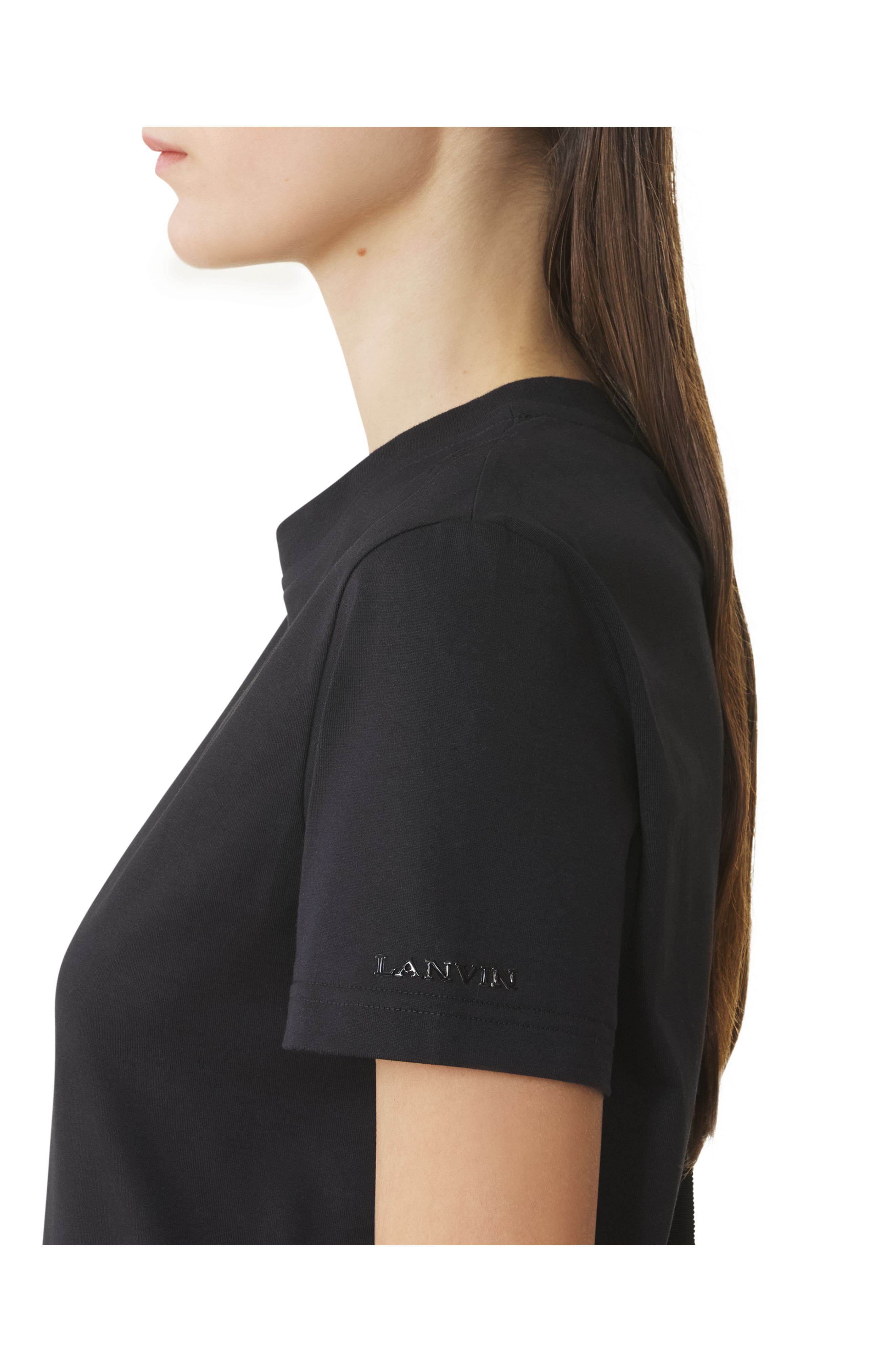 Lanvin Cotton T-Shirt With Ribbon Detail in Black at Nordstrom - 5