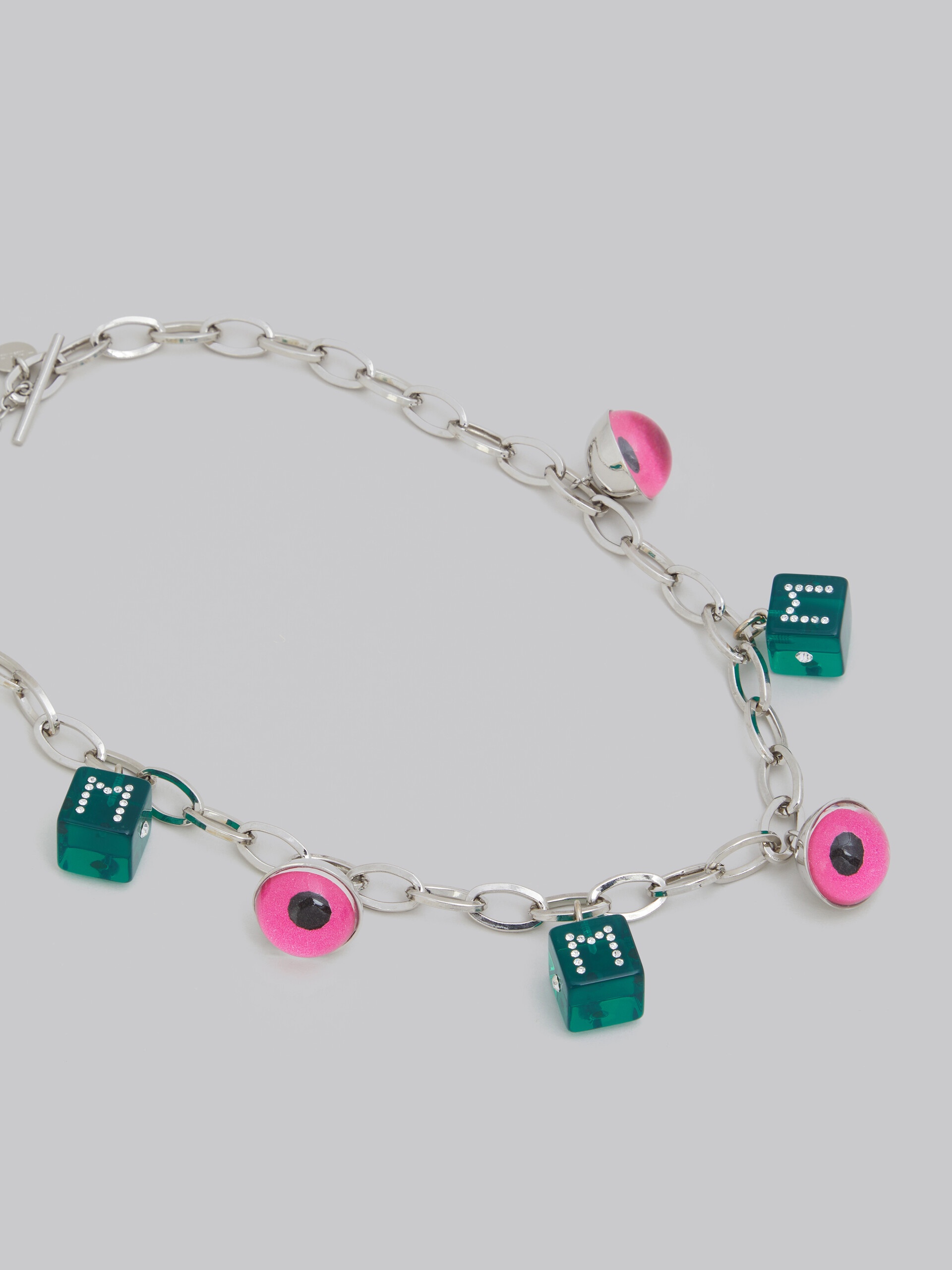 NECKLACE WITH EYE AND DICE CHARMS - 3