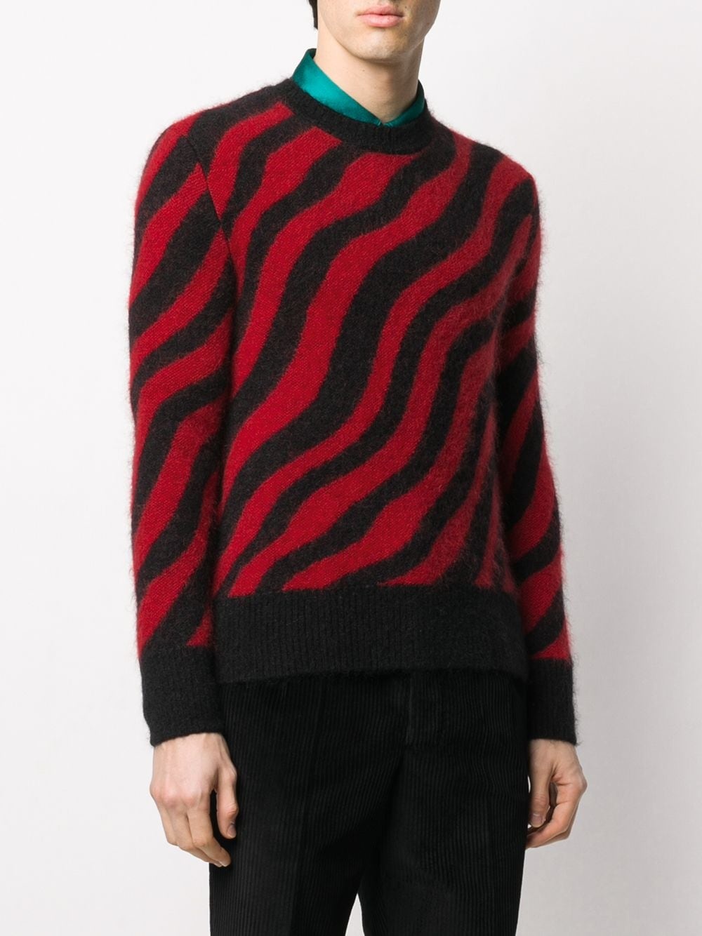 zebra striped crewneck jumper - 3