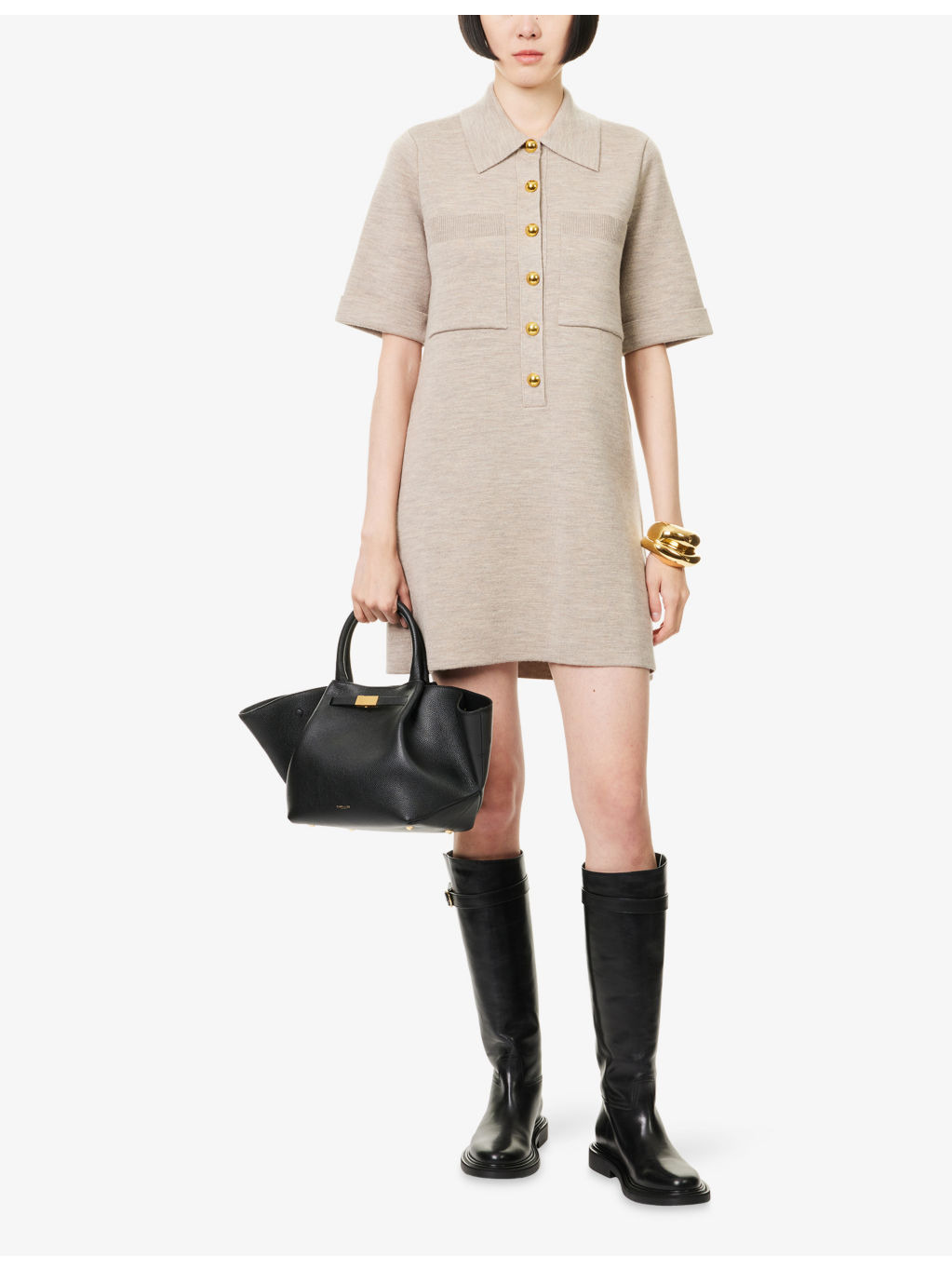 Madden Short-Sleeves Wool Mini Dress - 2