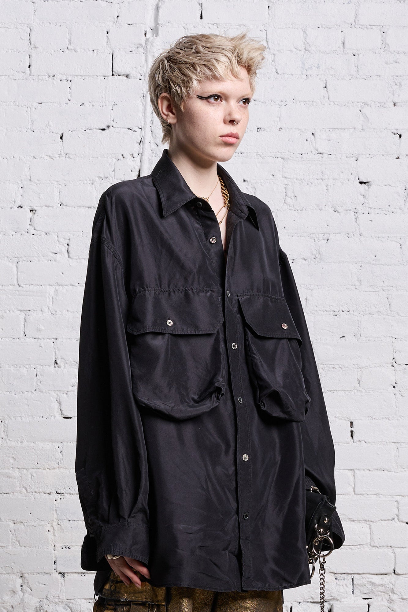 OVERSIZED POCKET SHIRT - BLACK OVERDYE - 5