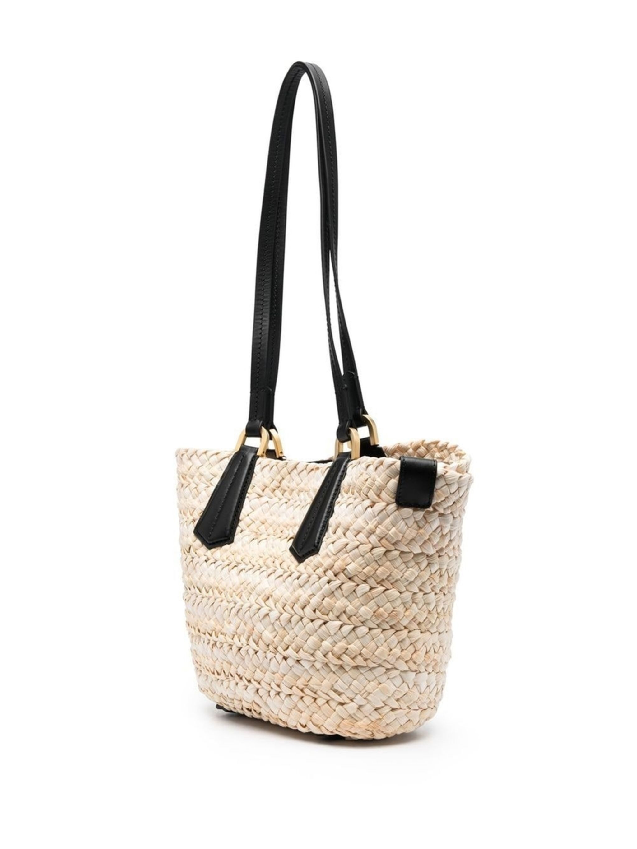 logo-plaque straw tote bag - 3