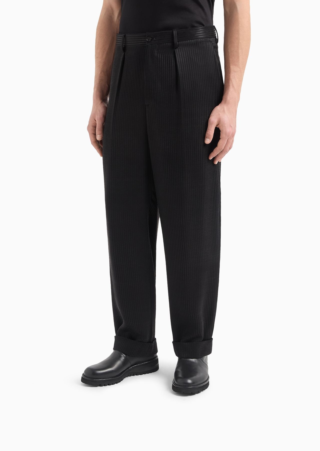 Ribbed cupro single-pleat trousers - 2