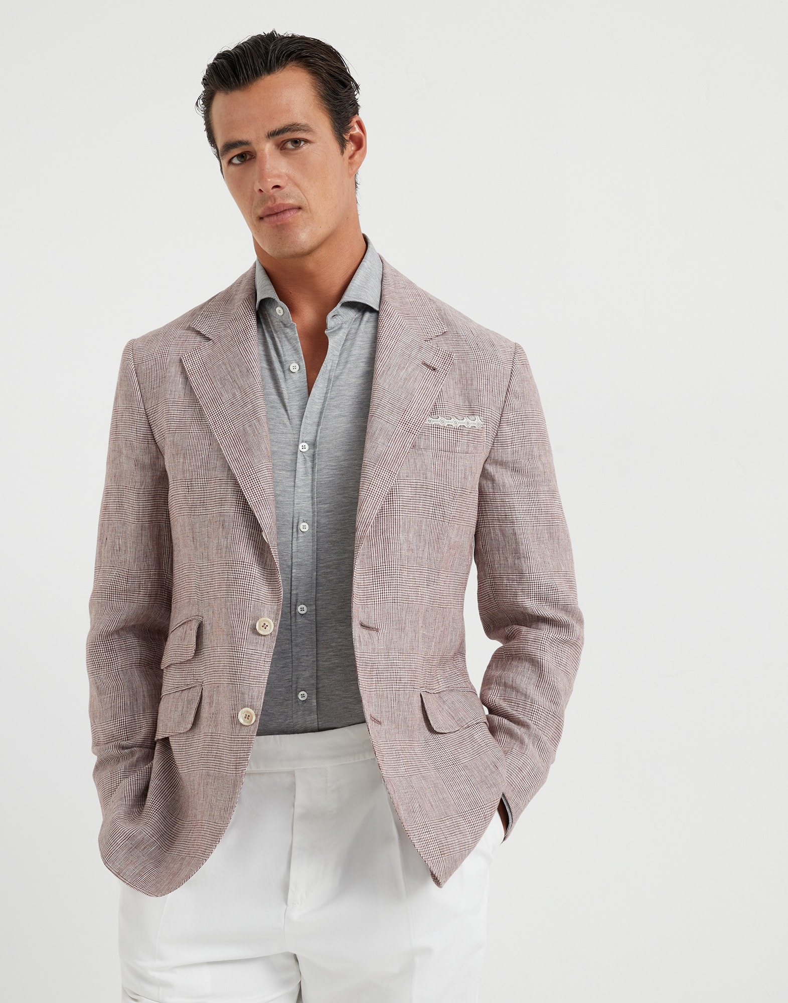 Silk and cotton jersey shirt with spread collar - 4