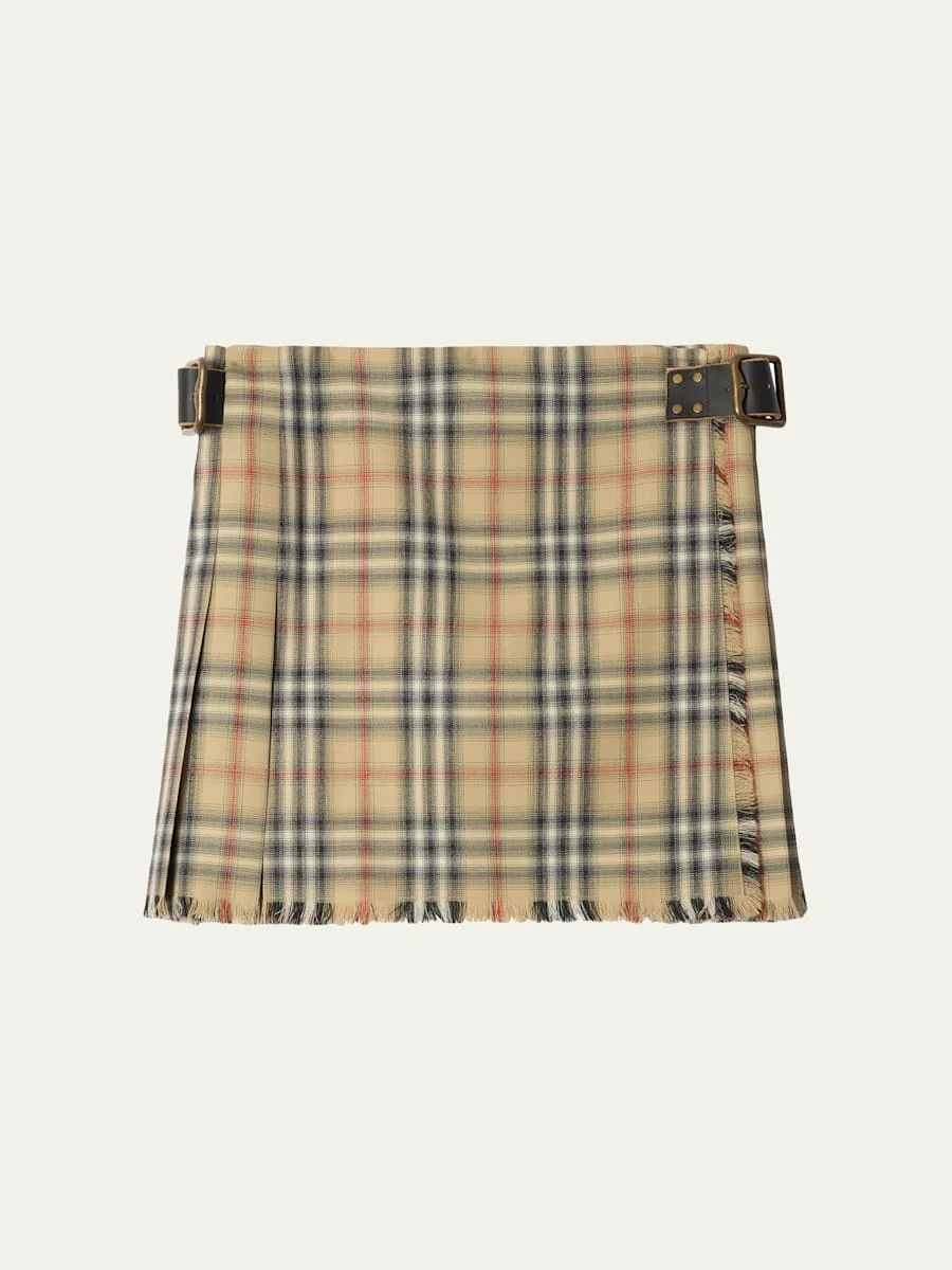 Skye Check Buckled Mini Wrap Skirt - 1