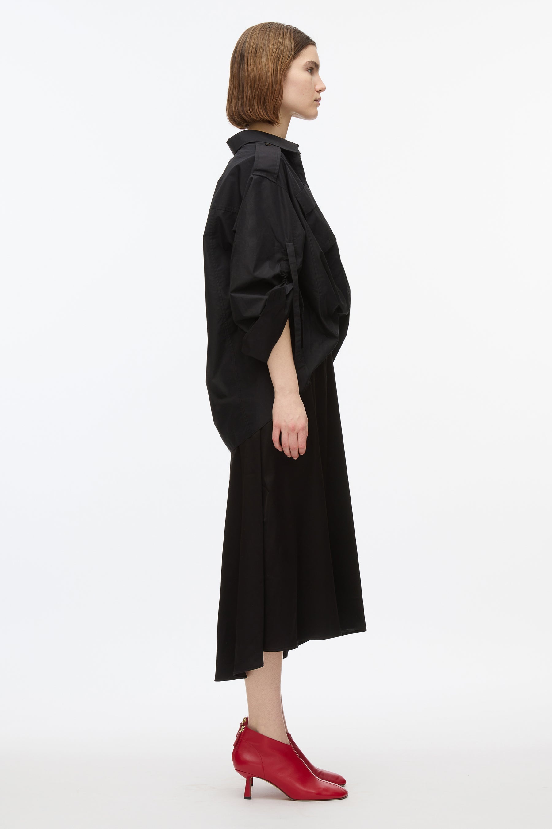 Draped Shirt Combo Slip Dress - 3