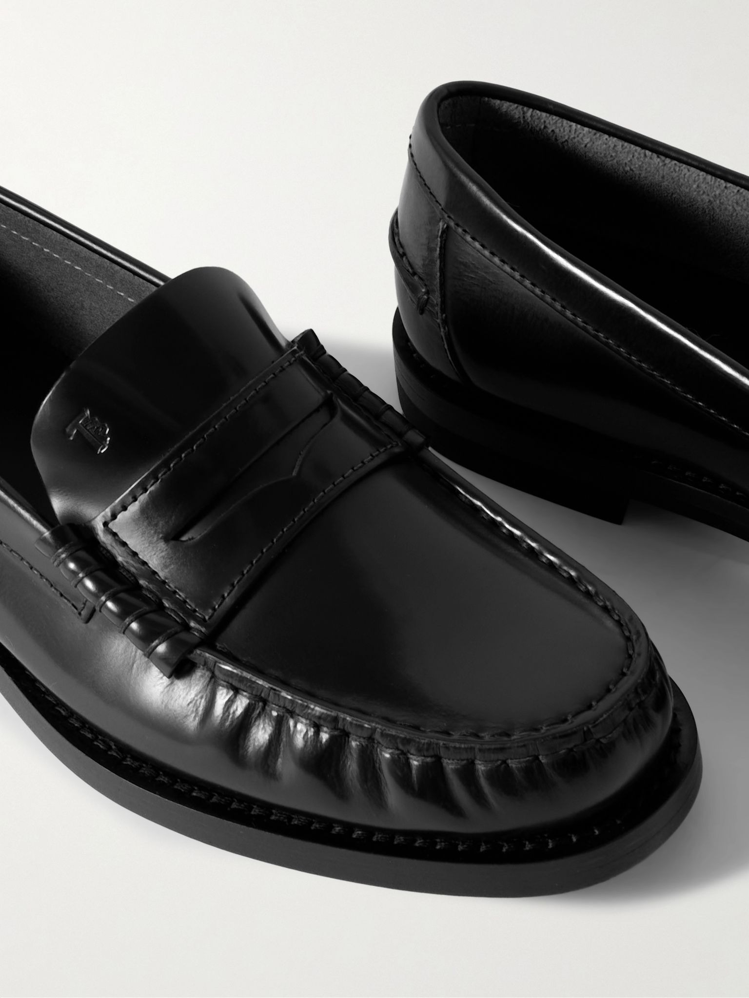 Gathered leather loafers Black - 4