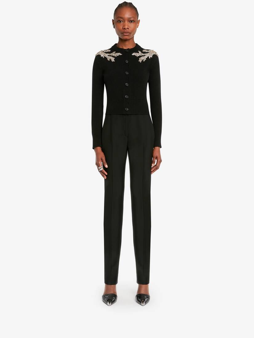 Women's Mycelium Embroidery Cardigan in Black/crystal - 2