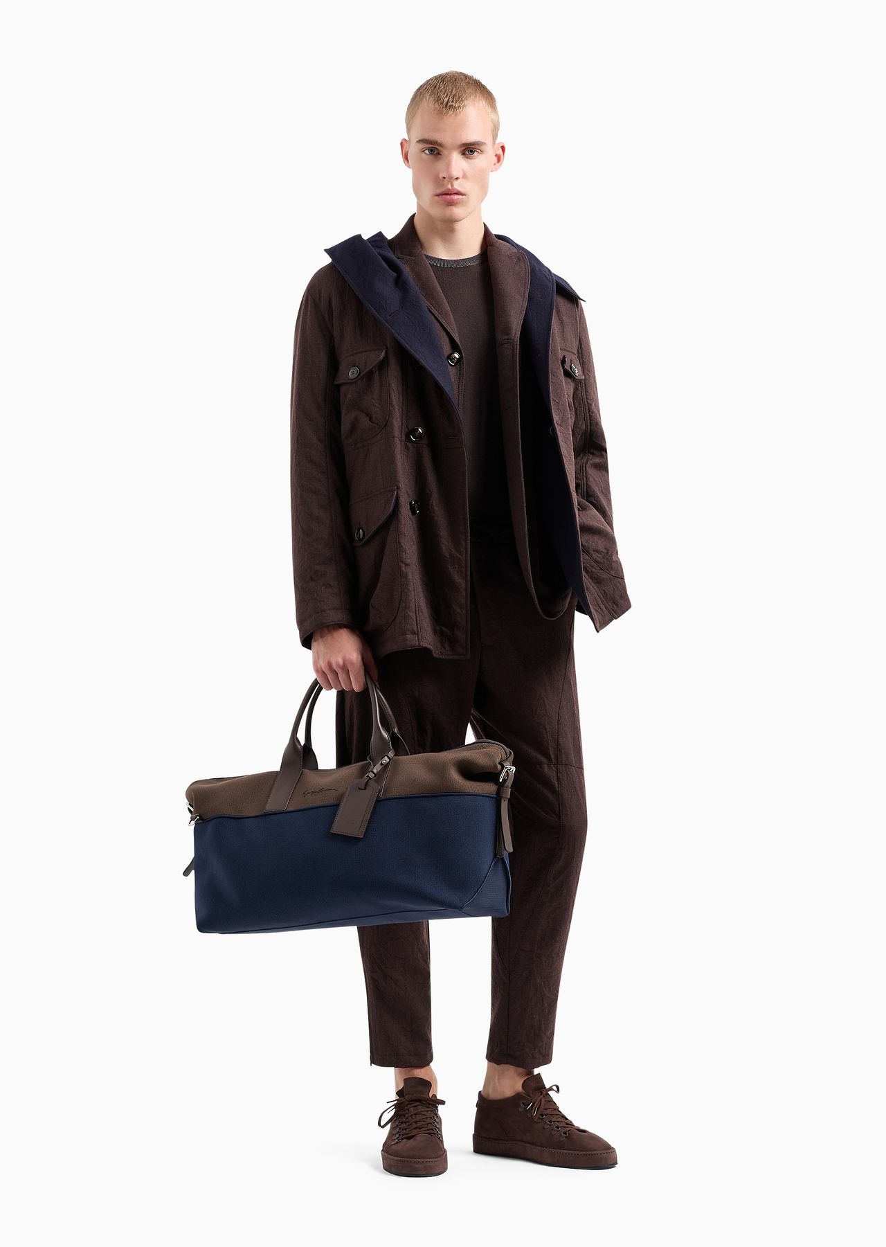 Small duffel bag in a tricot knit and leather - 7