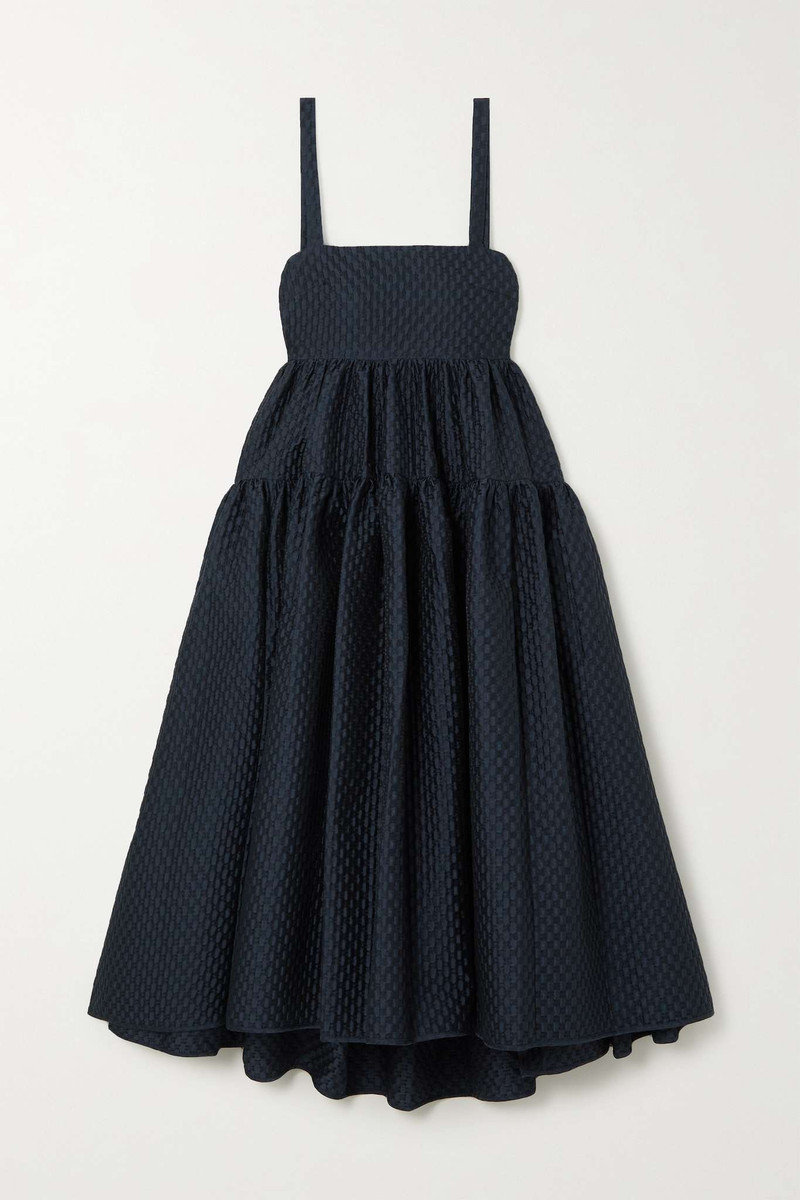 Johanna open-back tiered matelassé midi dress 1
