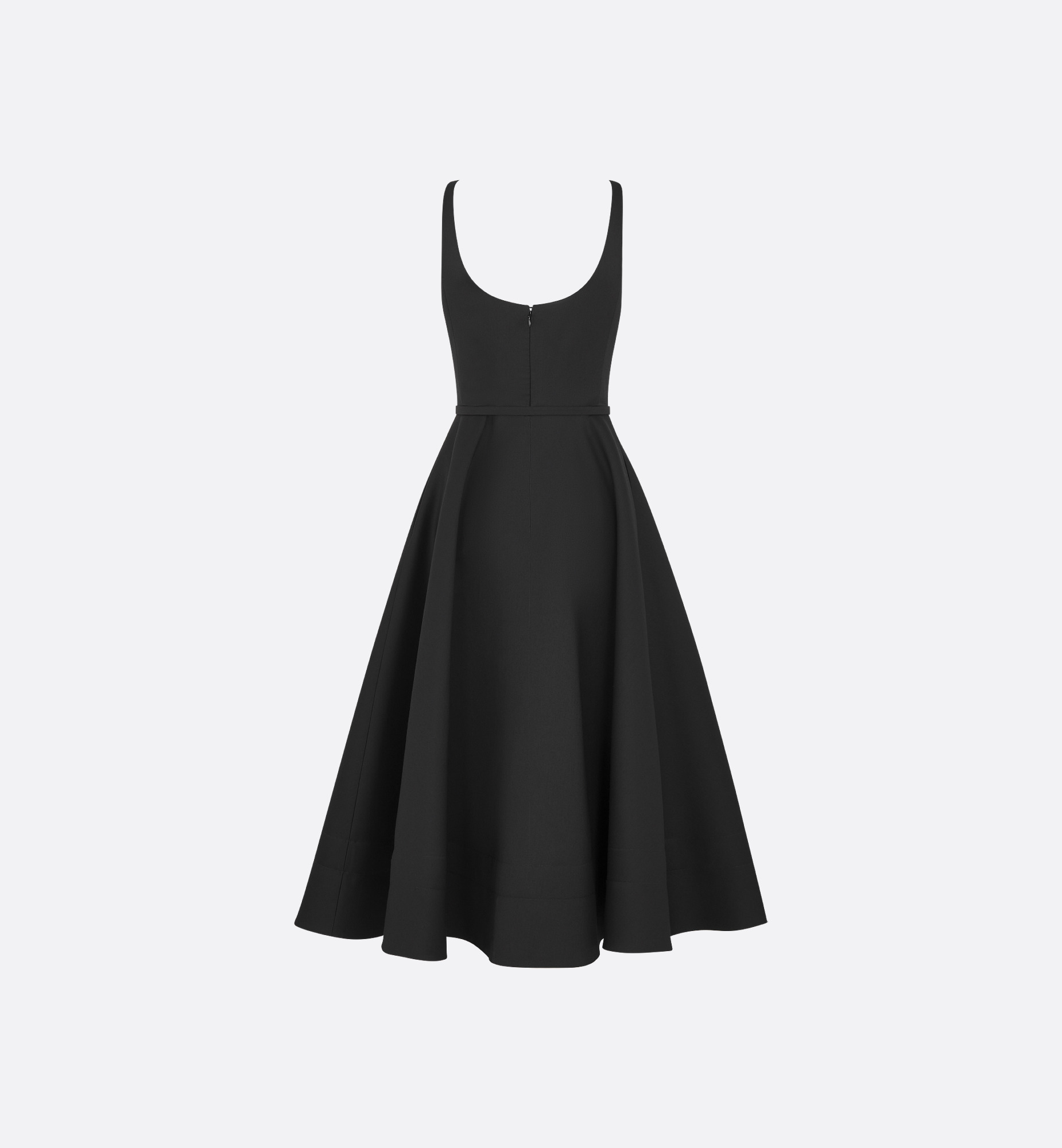 Mid-Length Flared Dress with Belt - 2