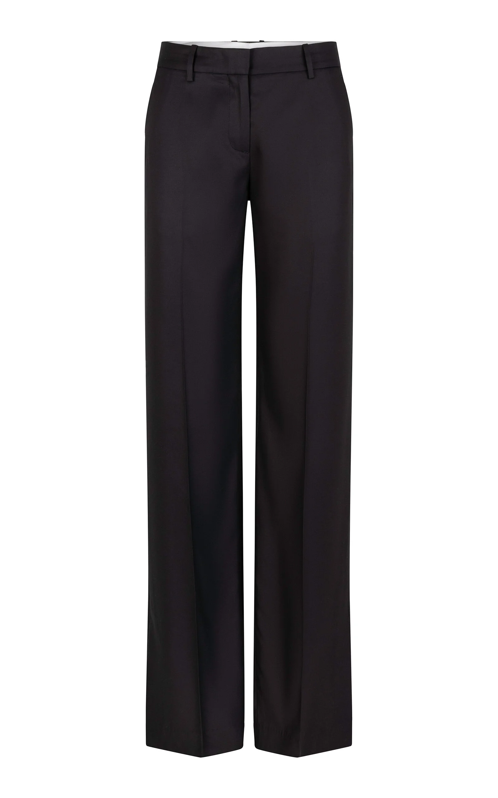 Petula Mid-Rise Straight-Leg Silk Trouser black - 1