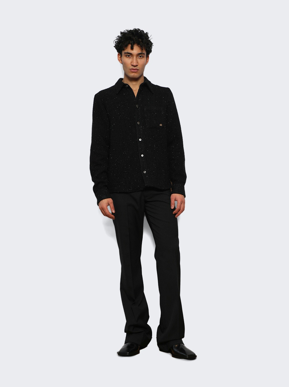 Shimmer Boucle Long Sleeve Shirt Black - 5