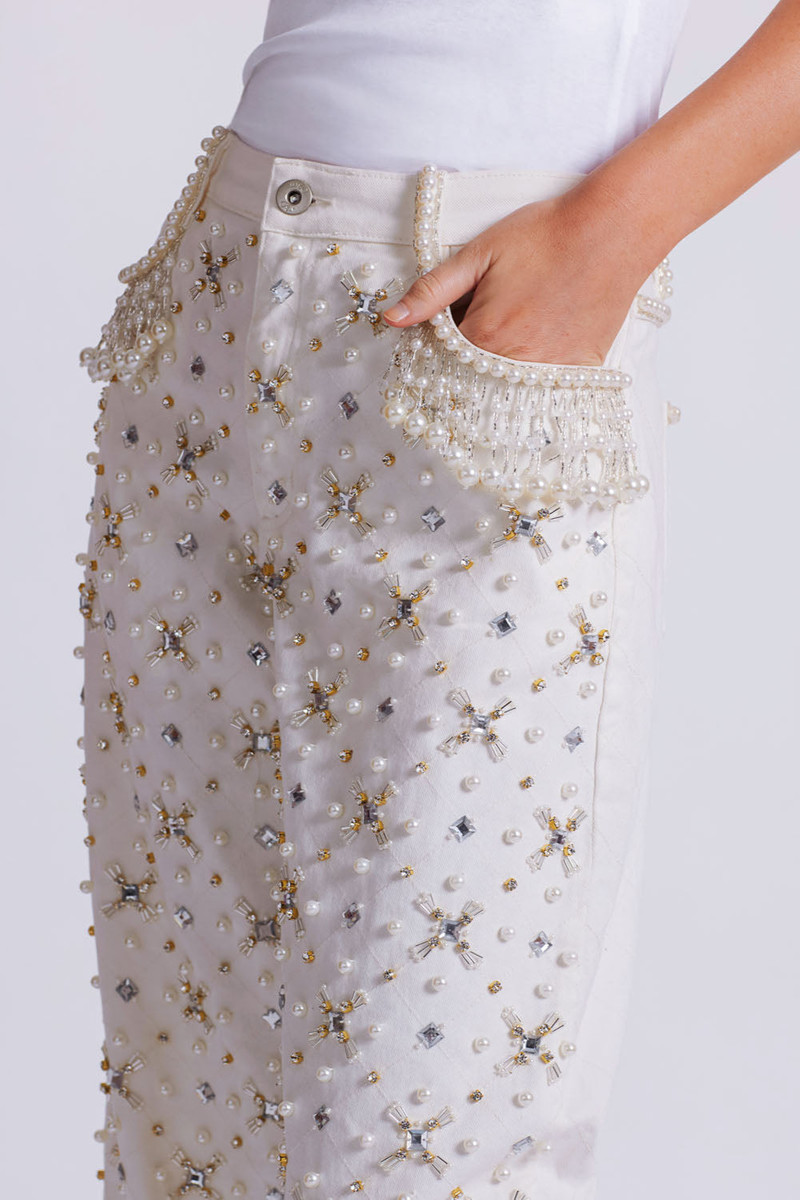 Beaded Wide Leg Jeans 1