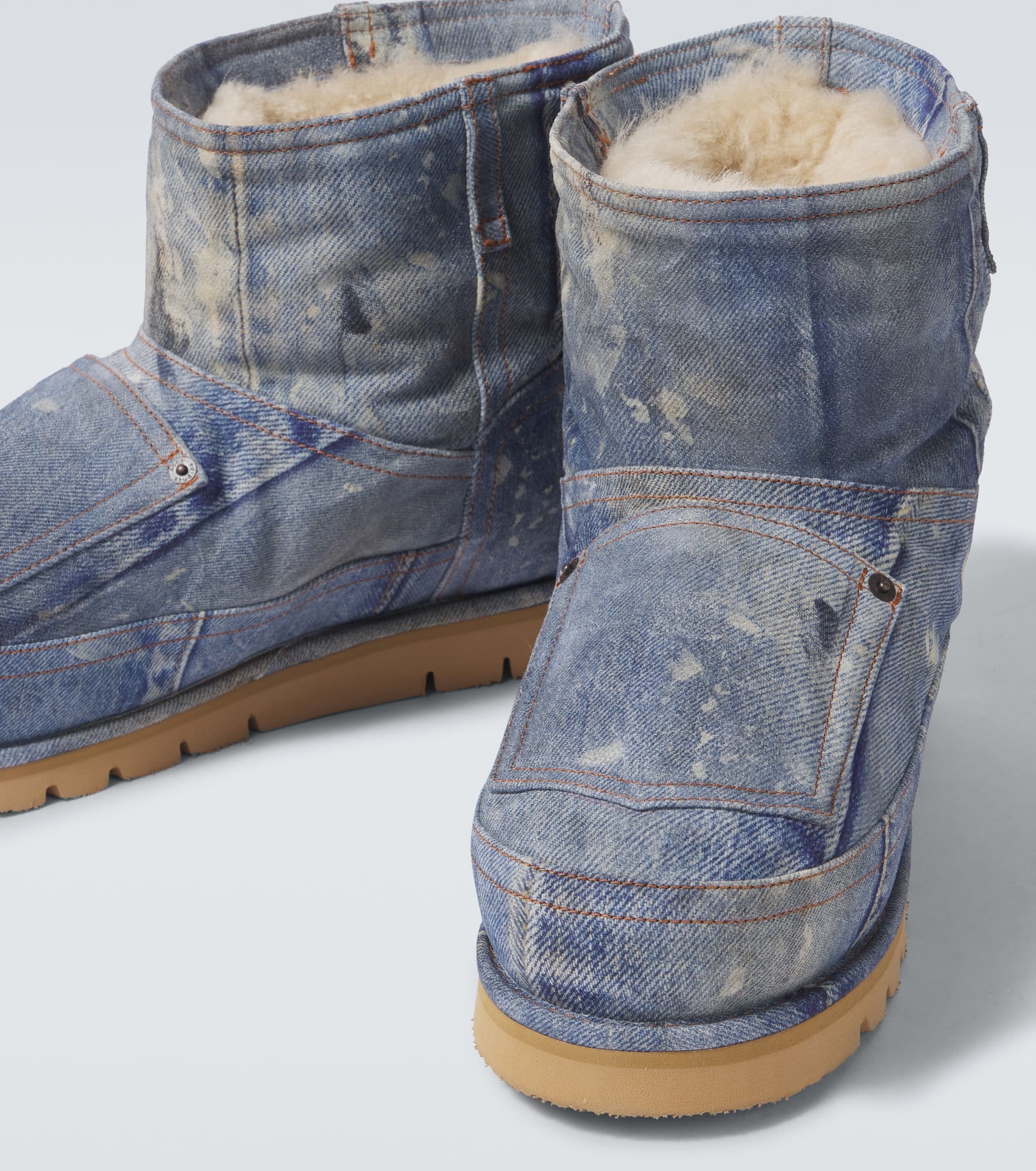 Trompe l'œil leather snow boots - 3