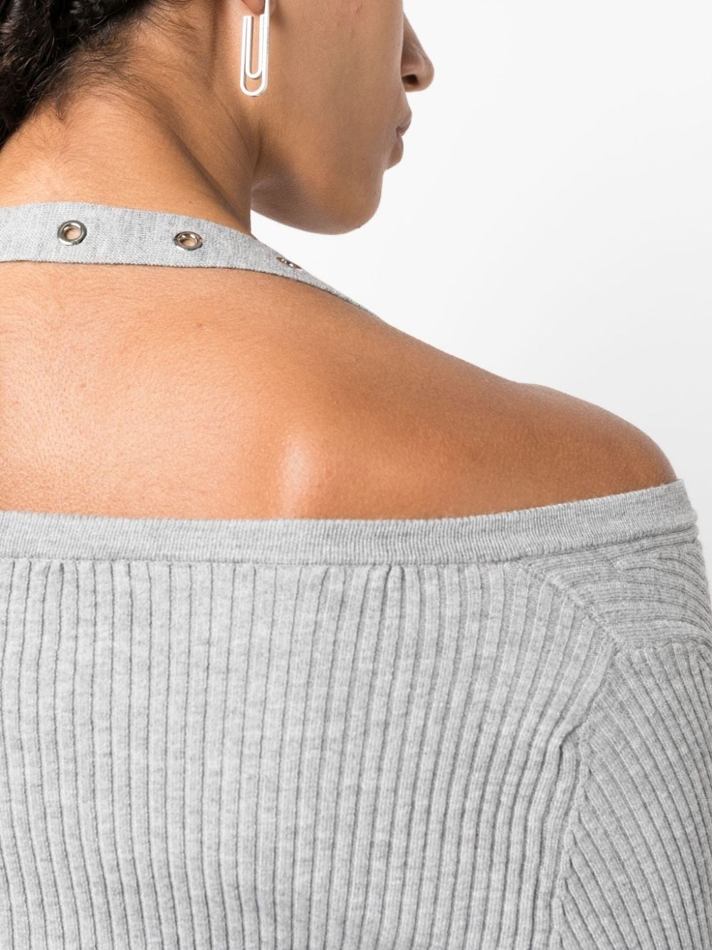 halterneck ribbed-knit cardigan - 5